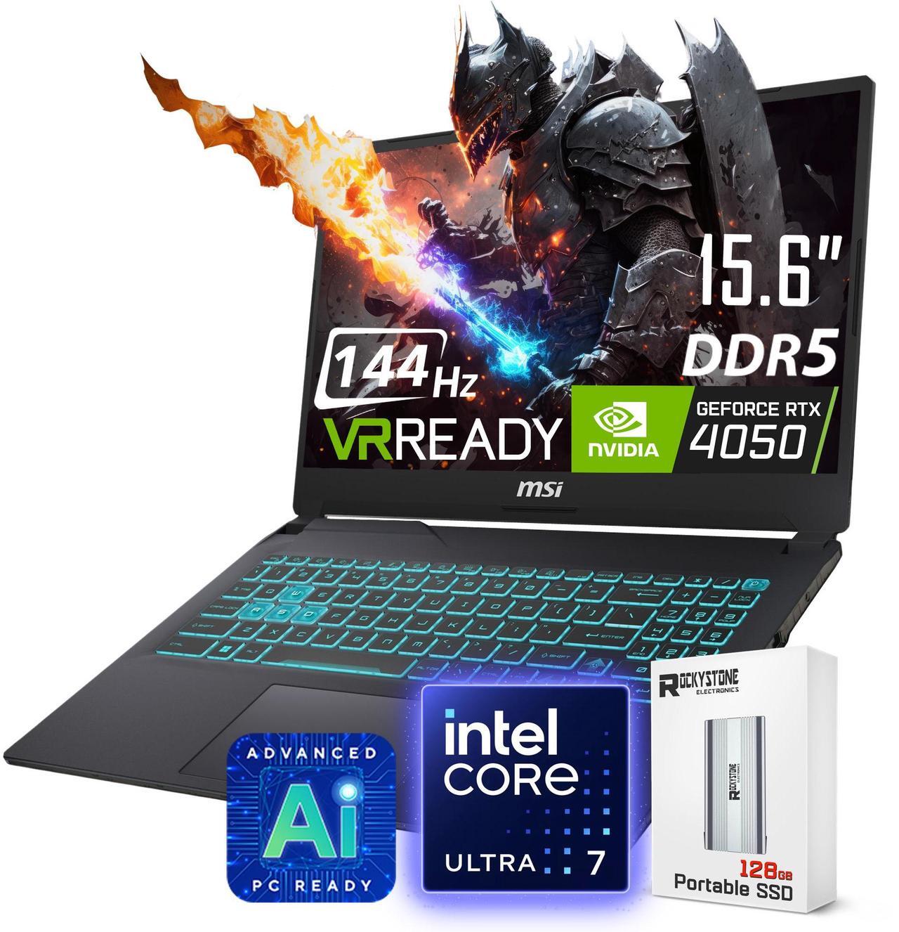 Main image of MSI Cyborg 15 Gaming Laptop, 15.6" 144Hz FHD IPS Display, Core Ultra 7 155H(>i7-13705H, 4.80 GHz), GeForce RTX 4050, AI + VR Ready, Backlit Keyboard, Windows 11 Home, Black (16GB DDR5 RAM | 1TB SSD)