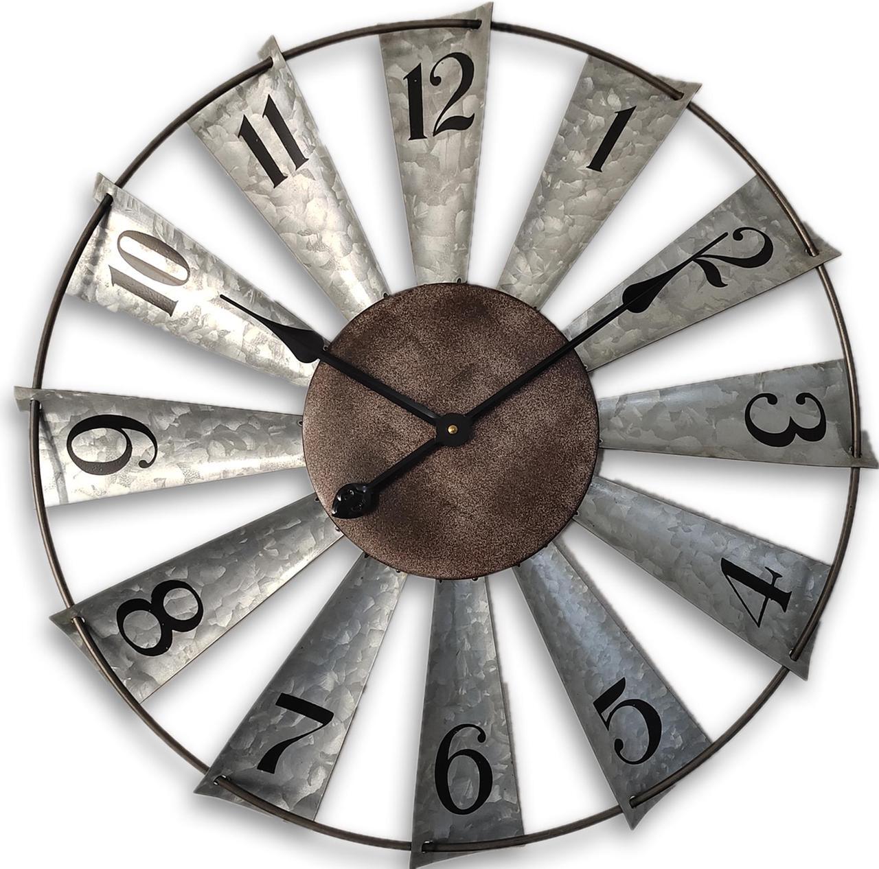 Main image of 24inch Windmill Distressed Metal Wall Clocks Rustic Large Decorative Clock Oversized Farmhouse Decor,Non Ticking,Battery Operated