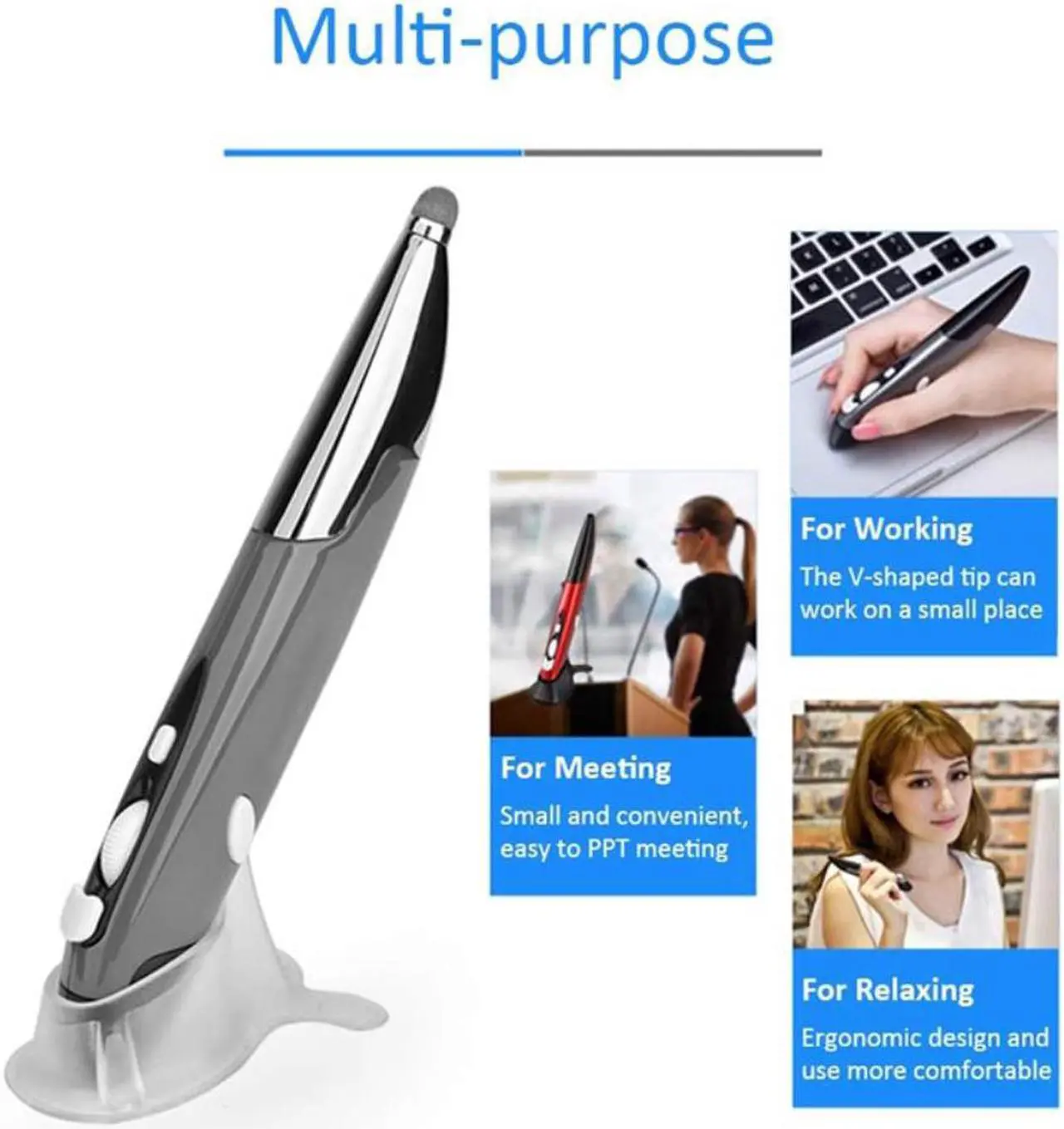 Alt view image 2 of 4 - Wireless Pen Mouse Digital Optical Pen Mouse 2.4G Touch-Pen Mouse 1600DPI with Stylus Handwriting Ergonomic Mice for PC