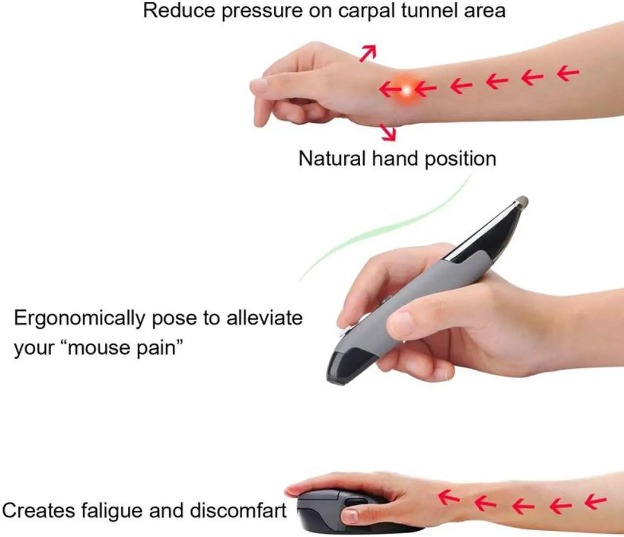 Alt view image 4 of 4 - Wireless Pen Mouse Digital Optical Pen Mouse 2.4G Touch-Pen Mouse 1600DPI with Stylus Handwriting Ergonomic Mice for PC