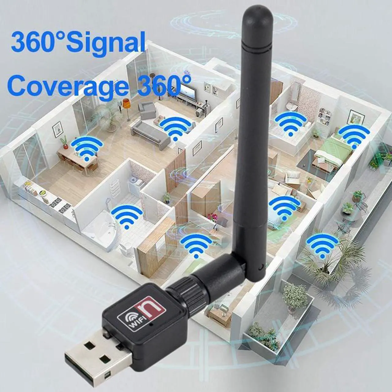 Alt view image 3 of 4 - USB Wifi Adapter Mini Wireless Network Card Dongle with Additional Antenna for Desktop Laptop