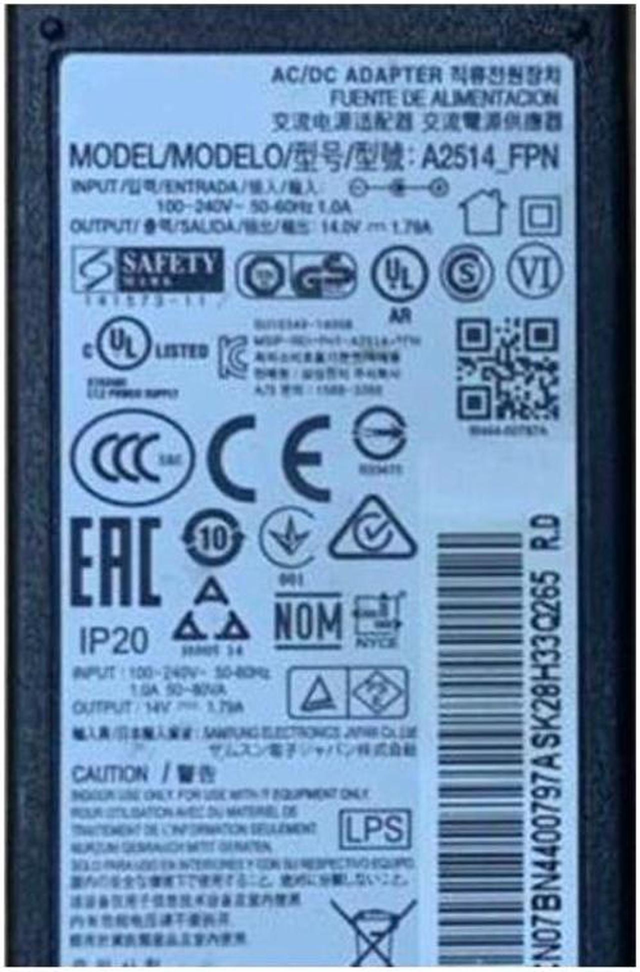 Alt view image 2 of 2 - 14V 1.786A 1.79A 25W A2514_DSM A2514_FPN AC Adapter For SAMSUNG HW-F450 S24D300H S22C S23C S24C S27C LCD Monitor Charger