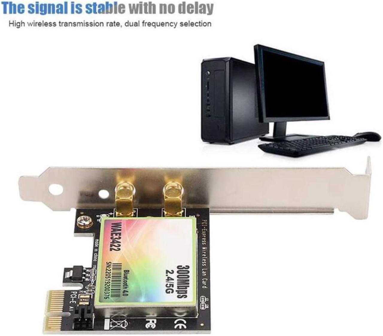 Alt view image 2 of 3 - Wireless WiFi PCIe Card, 2.4G/5G Dual Band Wireless PCI Express Adapter, 300Mbps Wireless Network Card