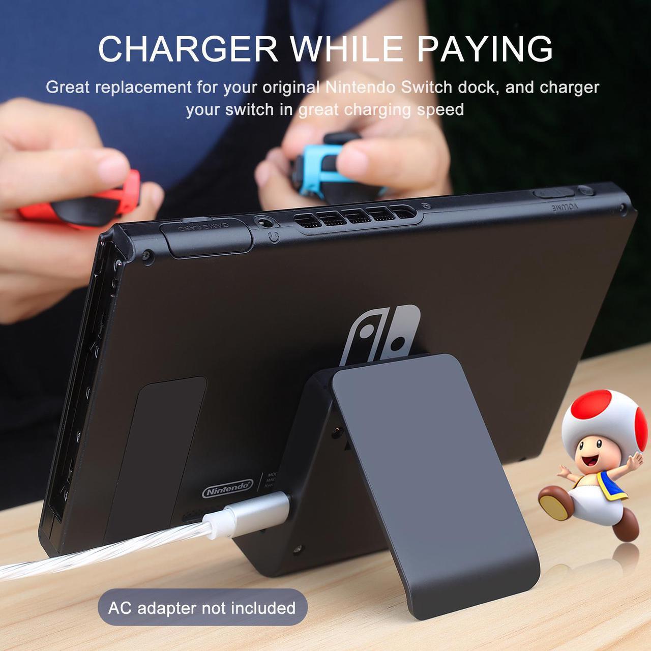 Alt view image 5 of 6 - Switch Stand for Nintendo,Charging Dock for Nintendo Switch and Nintendo Switch Lite,Portable Switch Adjustable Charging Stand for Nintendo with USB Type C Charger Port(Black)