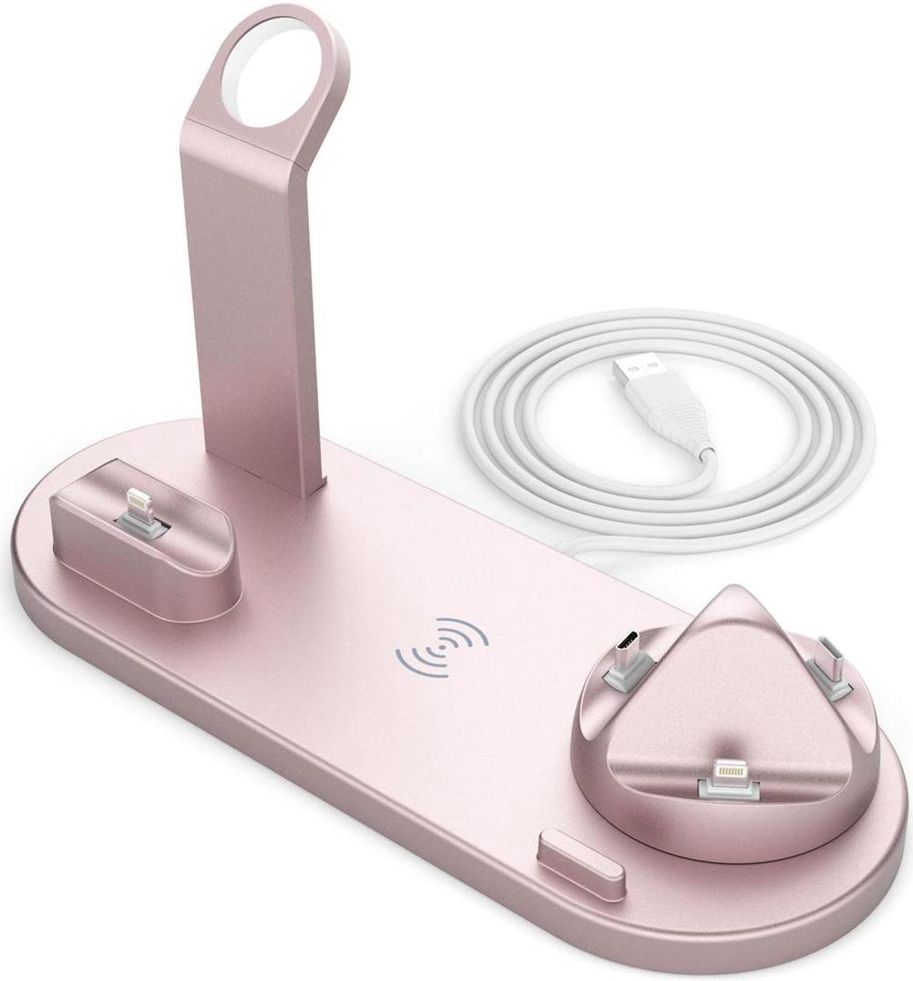 Alt view image 2 of 7 - QI wireless charger, suitable for Qi fast wireless charging station of AirPods/Apple Watch series/iPhone 12/11/11 pro/11 Pro Max/XS/XS Max/XR/8/8 Plus/SE, 4 in 1 Charging Dock Wireless charging stand