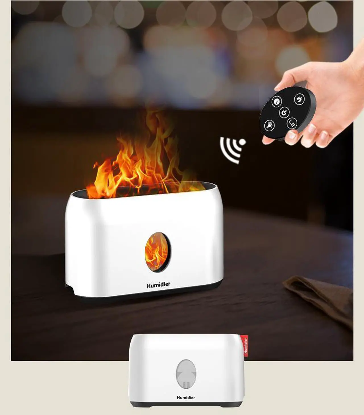 Alt view image 3 of 5 - WEIHE 200ml fragrance diffuser, large-capacity essential oil diffuser, flame effect humidifier with no water automatic shutdown protection timer function, suitable for baby room plant office