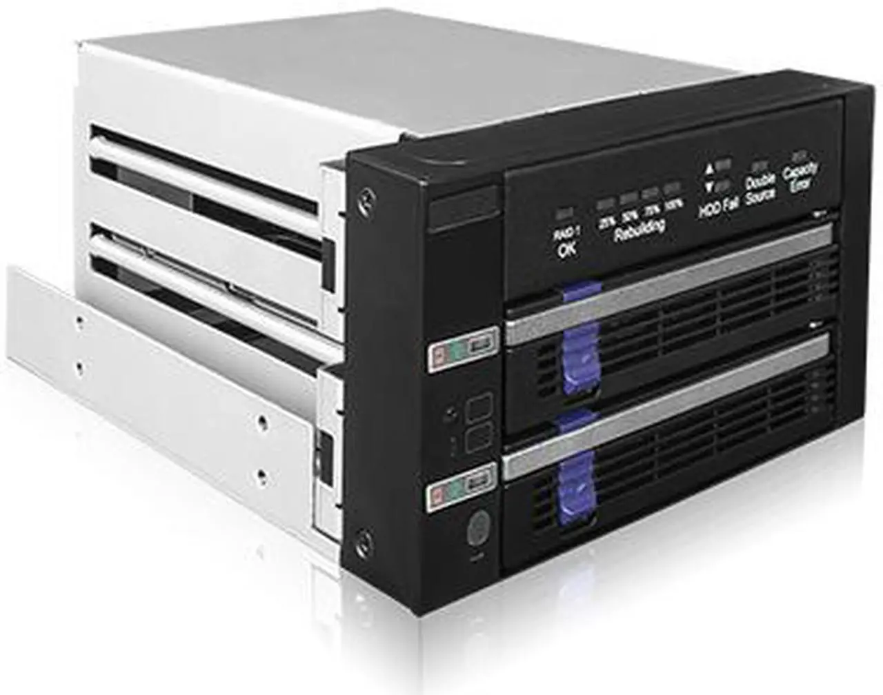 Alt view image 5 of 7 - Icy Dock MB901SPR-B | Dual 2.5"/3.5" SATA Hard Drive/SSD Removable RAID 1 Mobile Rack Enclosure in 2 x 5.25" Bay | FatCage RAID