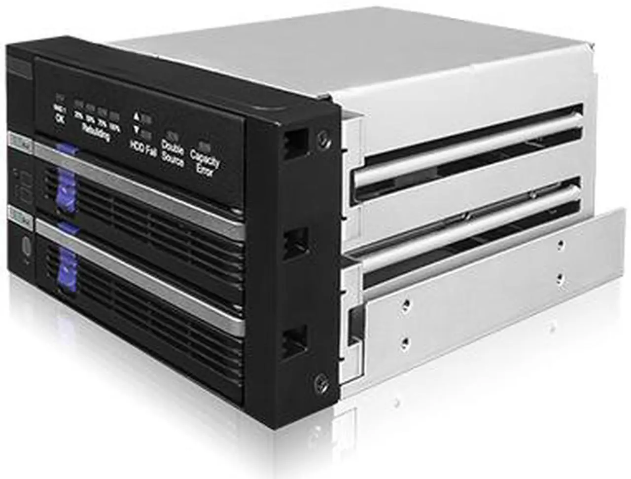 Alt view image 3 of 7 - Icy Dock MB901SPR-B | Dual 2.5"/3.5" SATA Hard Drive/SSD Removable RAID 1 Mobile Rack Enclosure in 2 x 5.25" Bay | FatCage RAID