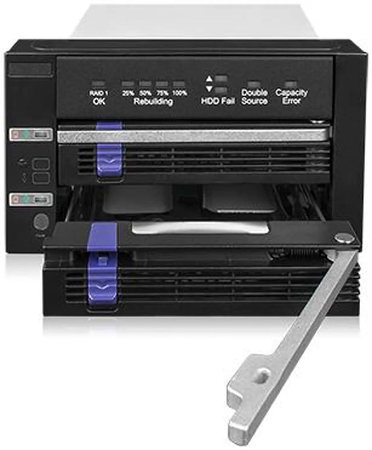 Alt view image 4 of 7 - Icy Dock MB901SPR-B | Dual 2.5"/3.5" SATA Hard Drive/SSD Removable RAID 1 Mobile Rack Enclosure in 2 x 5.25" Bay | FatCage RAID