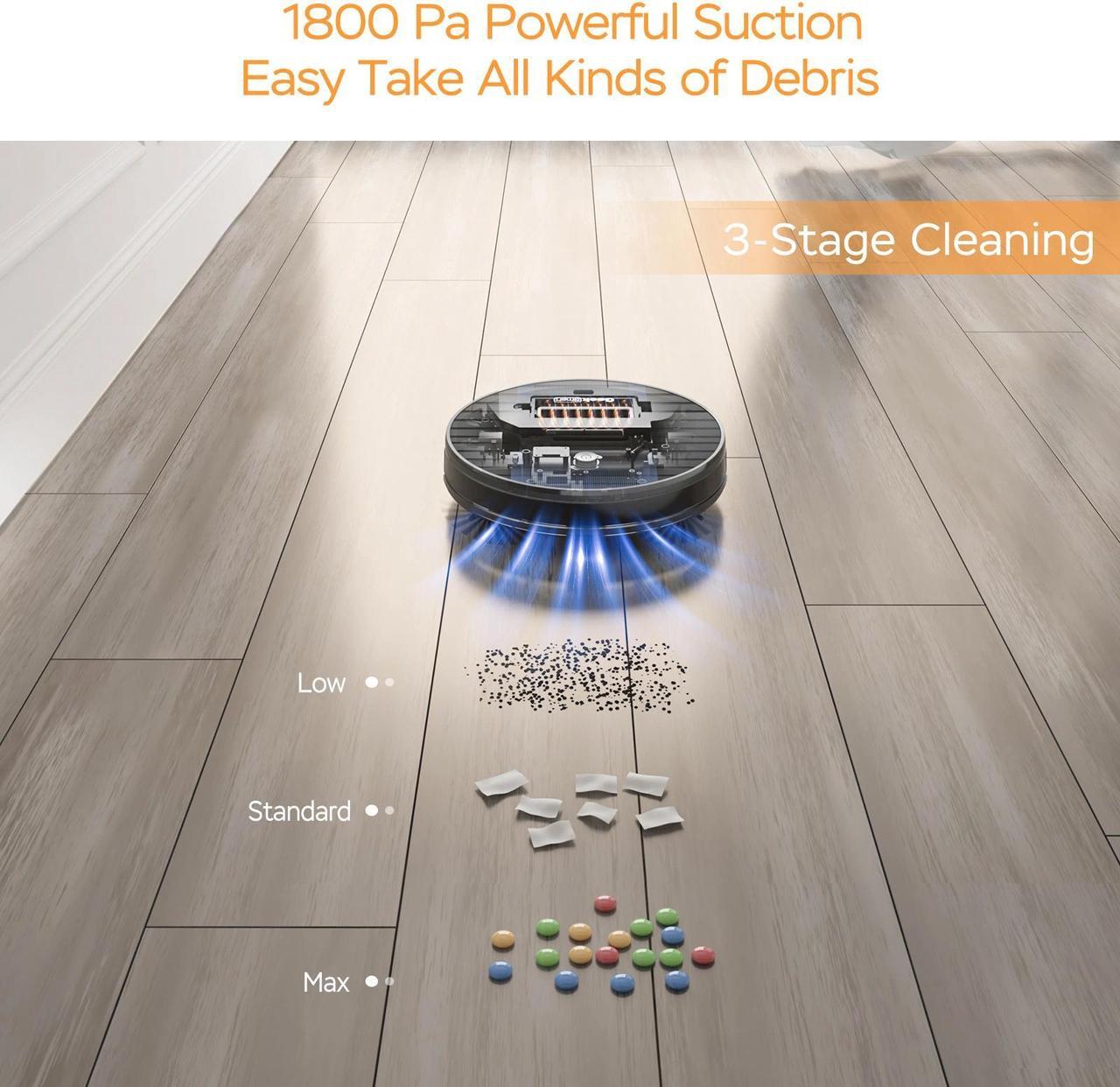 Alt view image 9 of 13 - Geek Smart Robot Vacuum Cleaner G6, Ultra-Thin, 1800Pa Strong Suction, Automatic Self-Charging, Wi-Fi Connectivity, App Control, Custom Cleaning, 100mins Run Time