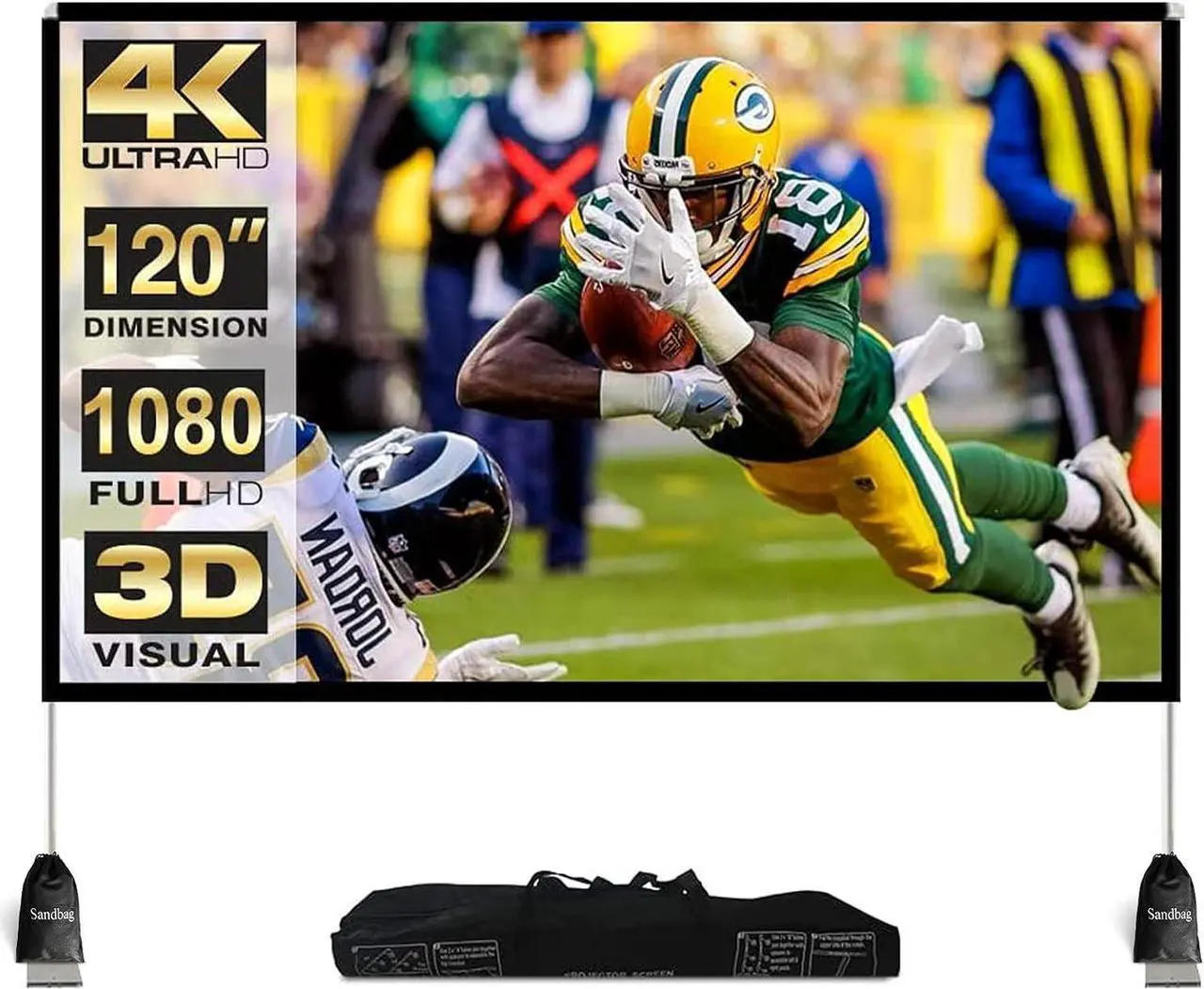 Main image of Abdtech Portable Outdoor Movie Screen, 120 inch 3D Projector Screen Frame Foldable Movie Screen for Projectors Enjoy Outdoor Film Movie Night with Carrying Bag for Indoor Outdoor Home Theater Camping