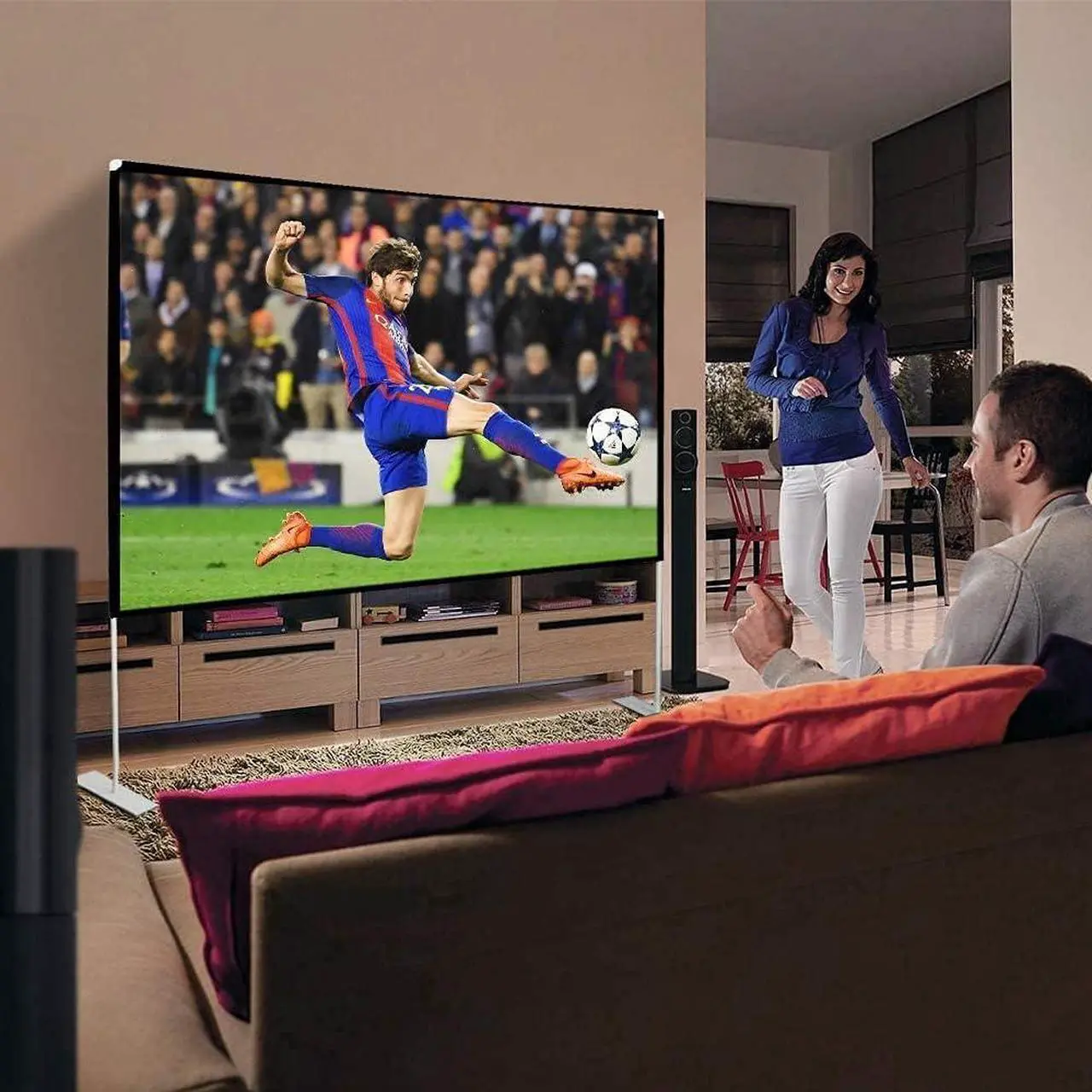 Alt view image 6 of 6 - Abdtech Portable Outdoor Movie Screen, 120 inch 3D Projector Screen Frame Foldable Movie Screen for Projectors Enjoy Outdoor Film Movie Night with Carrying Bag for Indoor Outdoor Home Theater Camping