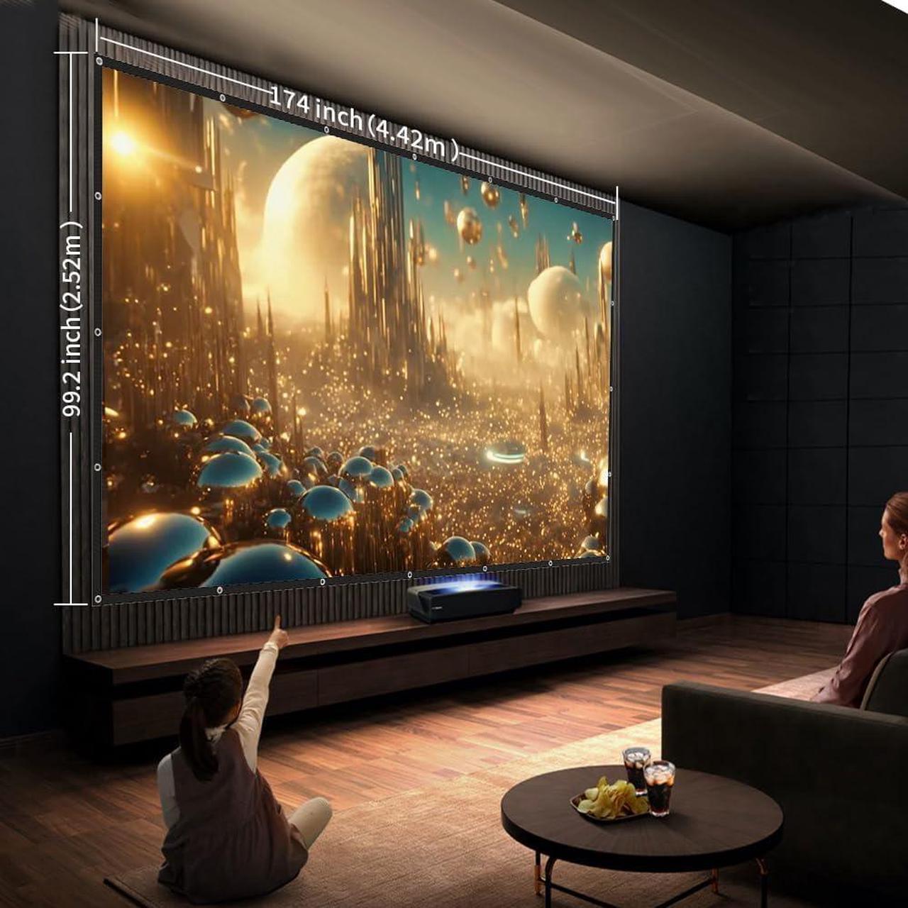 Alt view image 5 of 6 - GHKJOK 200 inch Projector Screen, Large Projector Screen, Movie Projector Screen 16:9 Projection Screen Movie Screen Washable Fold-able Anti-Crease for Office Conference Presentation Theater Party
