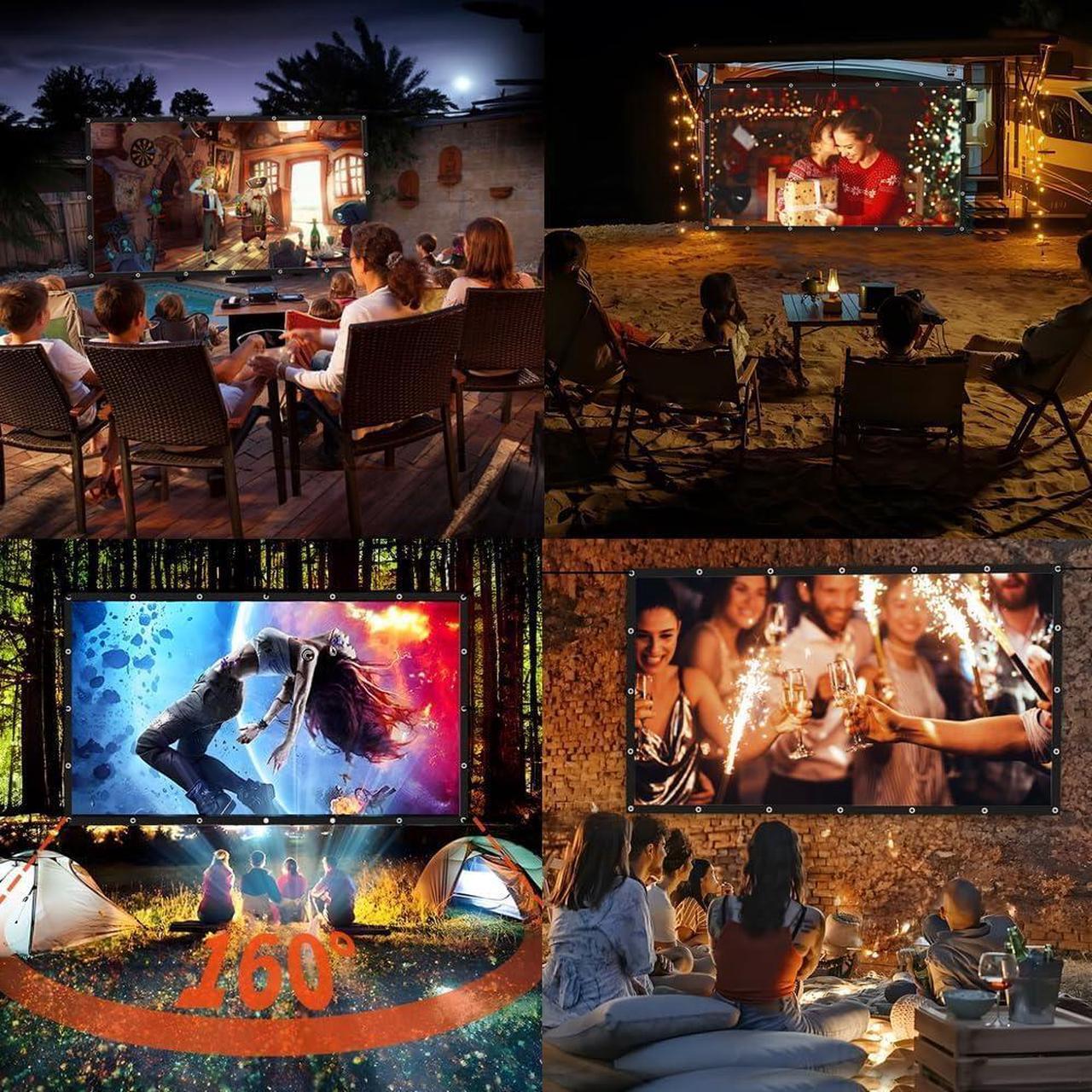 Alt view image 6 of 6 - GHKJOK 200 inch Projector Screen, Large Projector Screen, Movie Projector Screen 16:9 Projection Screen Movie Screen Washable Fold-able Anti-Crease for Office Conference Presentation Theater Party