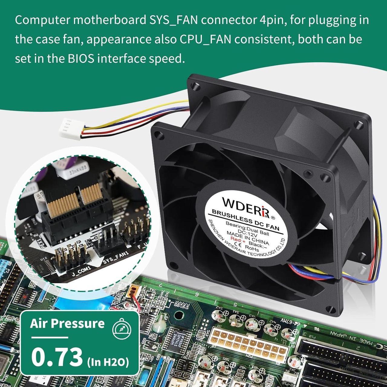Alt view image 6 of 7 - 80mm x 38mm PWM 12V Big Airflow High Performance Fan High Static Pressure for Box Rack Exhaust Ventilation Cooling