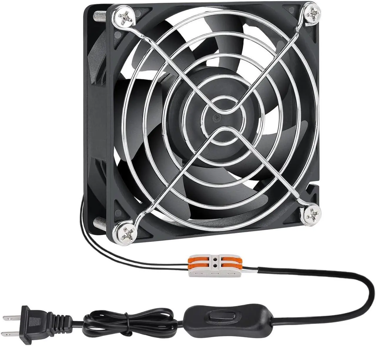 Main image of Muffin Fan 110v 120v 220v 3 inch Fan with AC Plug Electronic Cooling Fan 80mm x 25mm