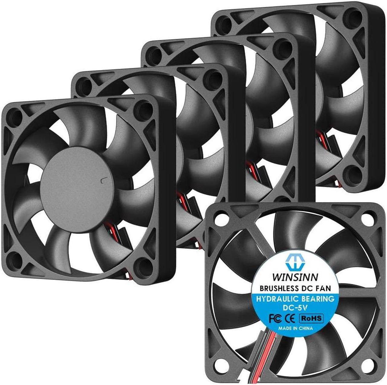 Main image of WINSINN 50mm Fan 5V, 3D Printer Micro 5 Volt Fans 5010 Hydraulic Bearing, Brushless Cooling 50mmx10mm 2PIN (Pack of 5Pcs)