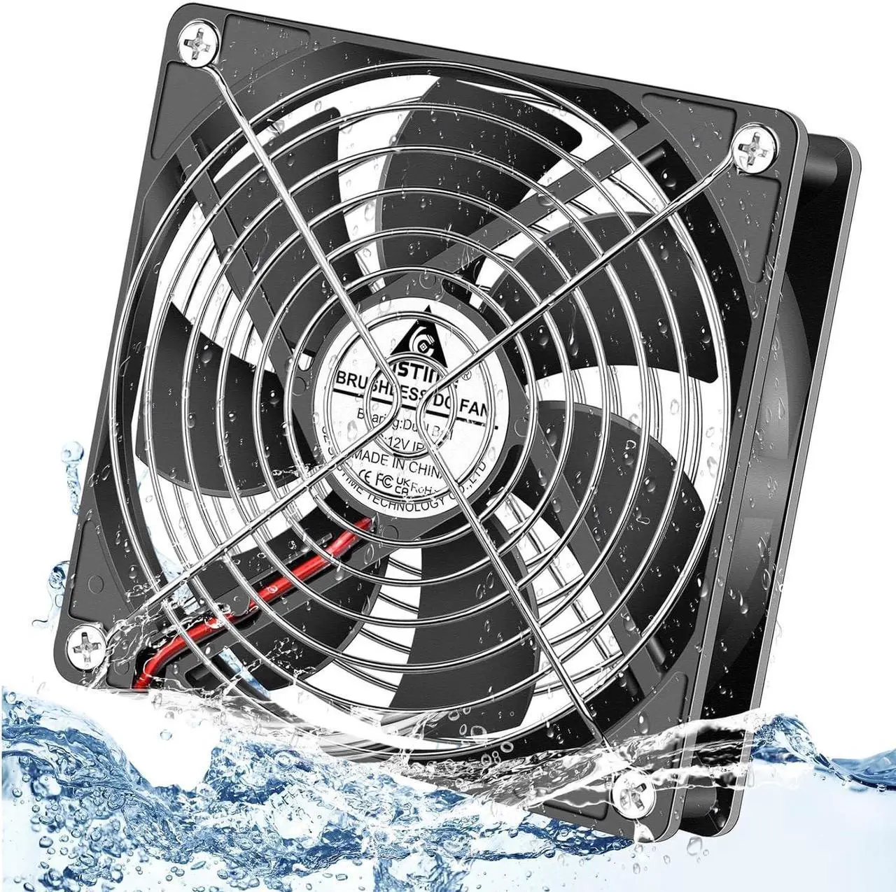 Main image of GDSTIME 120mm x 25mm 12V DC IP67 Waterproof Fan High Speed Dual Ball Bearing Brushless Computer PC Case Cooling Fans 2-Pin for RV Fridge Fume Extractor Battery Box Outdoor Cabinet Small Greenhouse