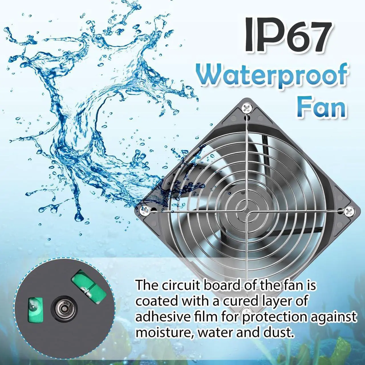 Alt view image 2 of 7 - GDSTIME 120mm x 25mm 12V DC IP67 Waterproof Fan High Speed Dual Ball Bearing Brushless Computer PC Case Cooling Fans 2-Pin for RV Fridge Fume Extractor Battery Box Outdoor Cabinet Small Greenhouse
