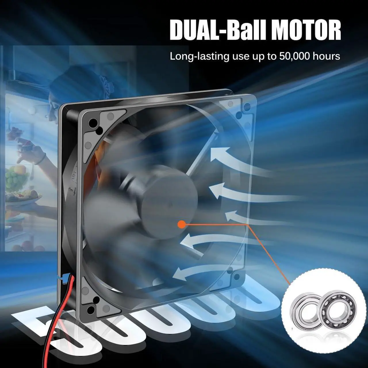 Alt view image 4 of 7 - GDSTIME 120mm x 25mm 12V DC IP67 Waterproof Fan High Speed Dual Ball Bearing Brushless Computer PC Case Cooling Fans 2-Pin for RV Fridge Fume Extractor Battery Box Outdoor Cabinet Small Greenhouse