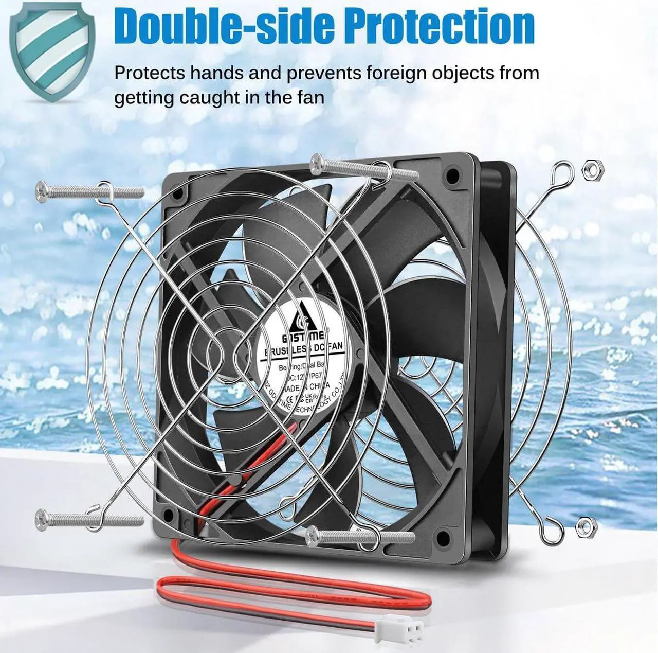 Alt view image 5 of 7 - GDSTIME 120mm x 25mm 12V DC IP67 Waterproof Fan High Speed Dual Ball Bearing Brushless Computer PC Case Cooling Fans 2-Pin for RV Fridge Fume Extractor Battery Box Outdoor Cabinet Small Greenhouse
