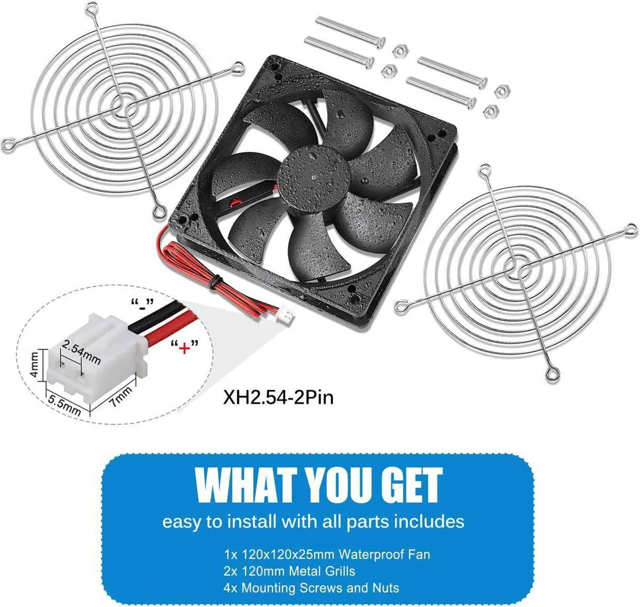 Alt view image 7 of 7 - GDSTIME 120mm x 25mm 12V DC IP67 Waterproof Fan High Speed Dual Ball Bearing Brushless Computer PC Case Cooling Fans 2-Pin for RV Fridge Fume Extractor Battery Box Outdoor Cabinet Small Greenhouse