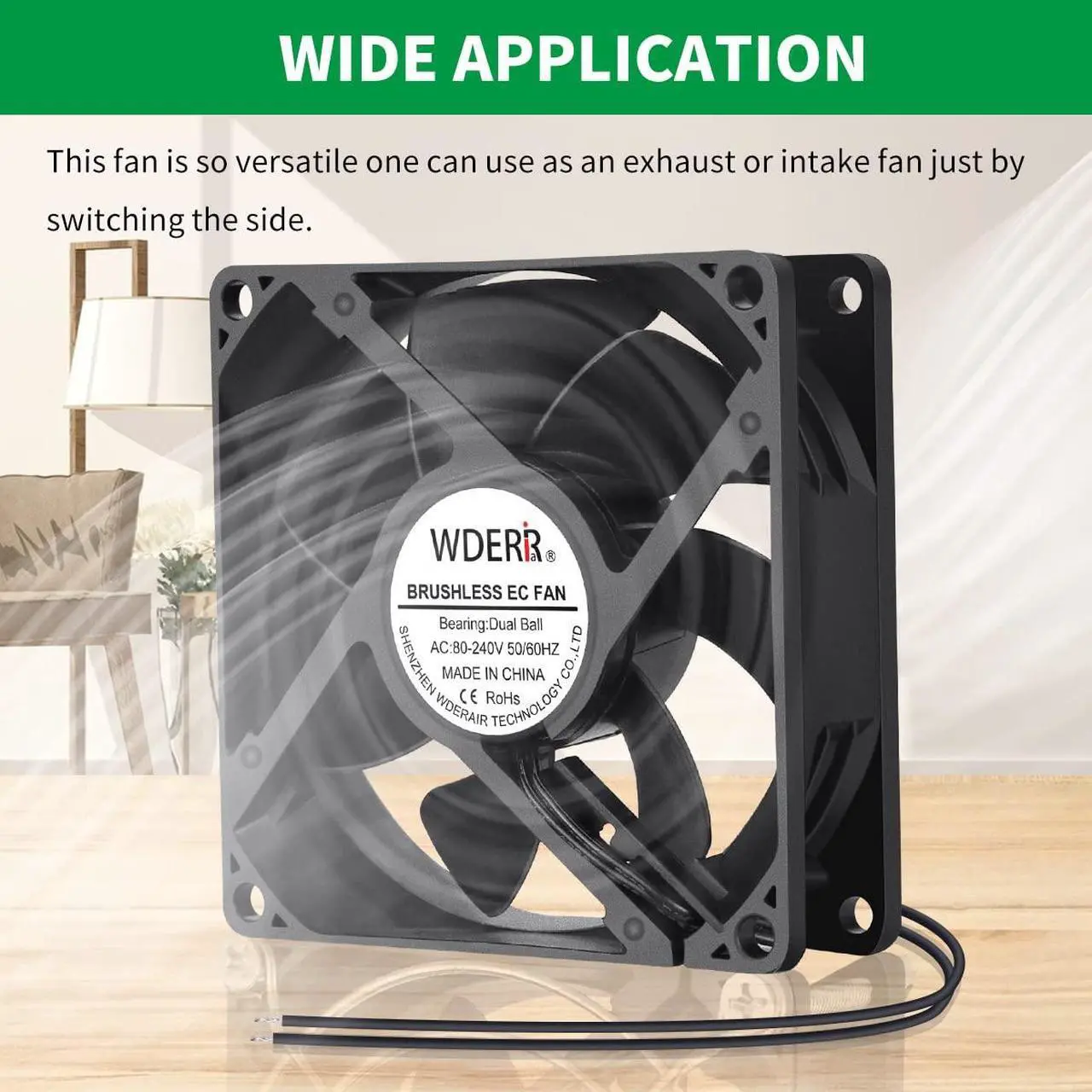 Alt view image 6 of 7 - EC 80mm x 25mm Small 3 Inch Muffin Axial Cooling Fan 110V 120V 220V 240V Dual Ball for DIY Electronics Equipment PC Case Cabinet Incubator Terrarium Ventilation Exhaust Project