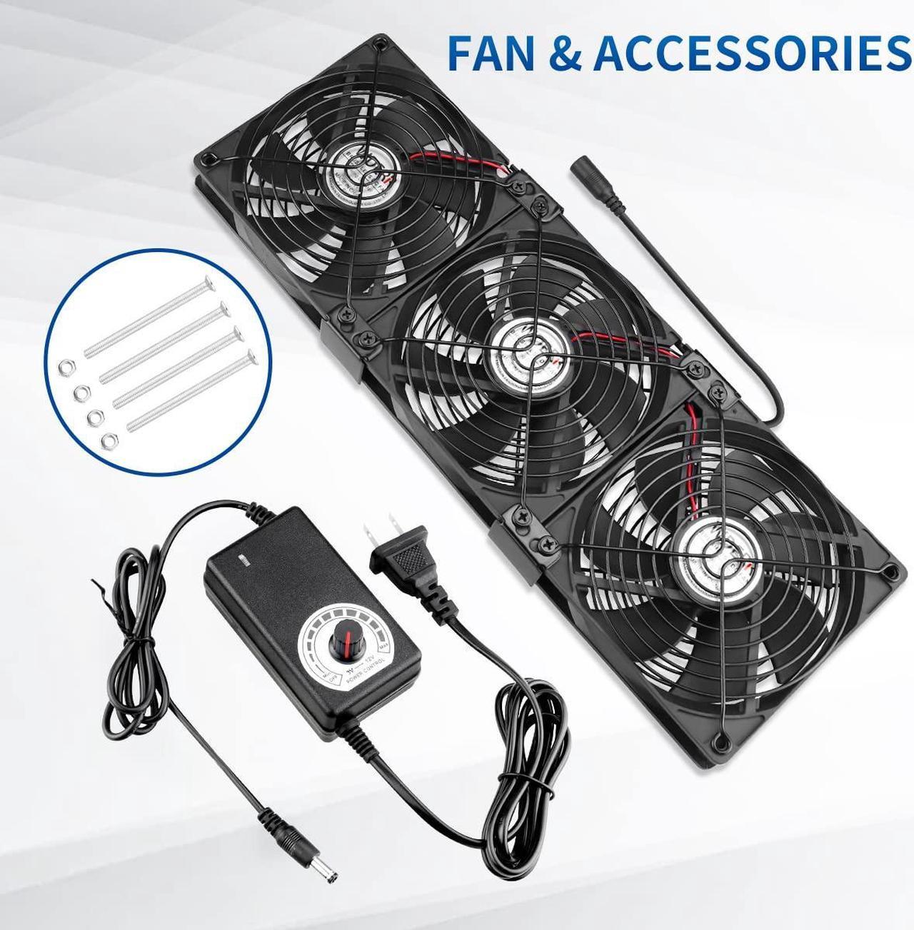 Alt view image 7 of 7 - Big Airflow 3 x 120mm Computer Case Fan AC 110v - 240v with Speed Controller for CPU Gaming Cabinet Small Box Refrigerator Window CoolingRegistered BoosterDIY Exhaust Project