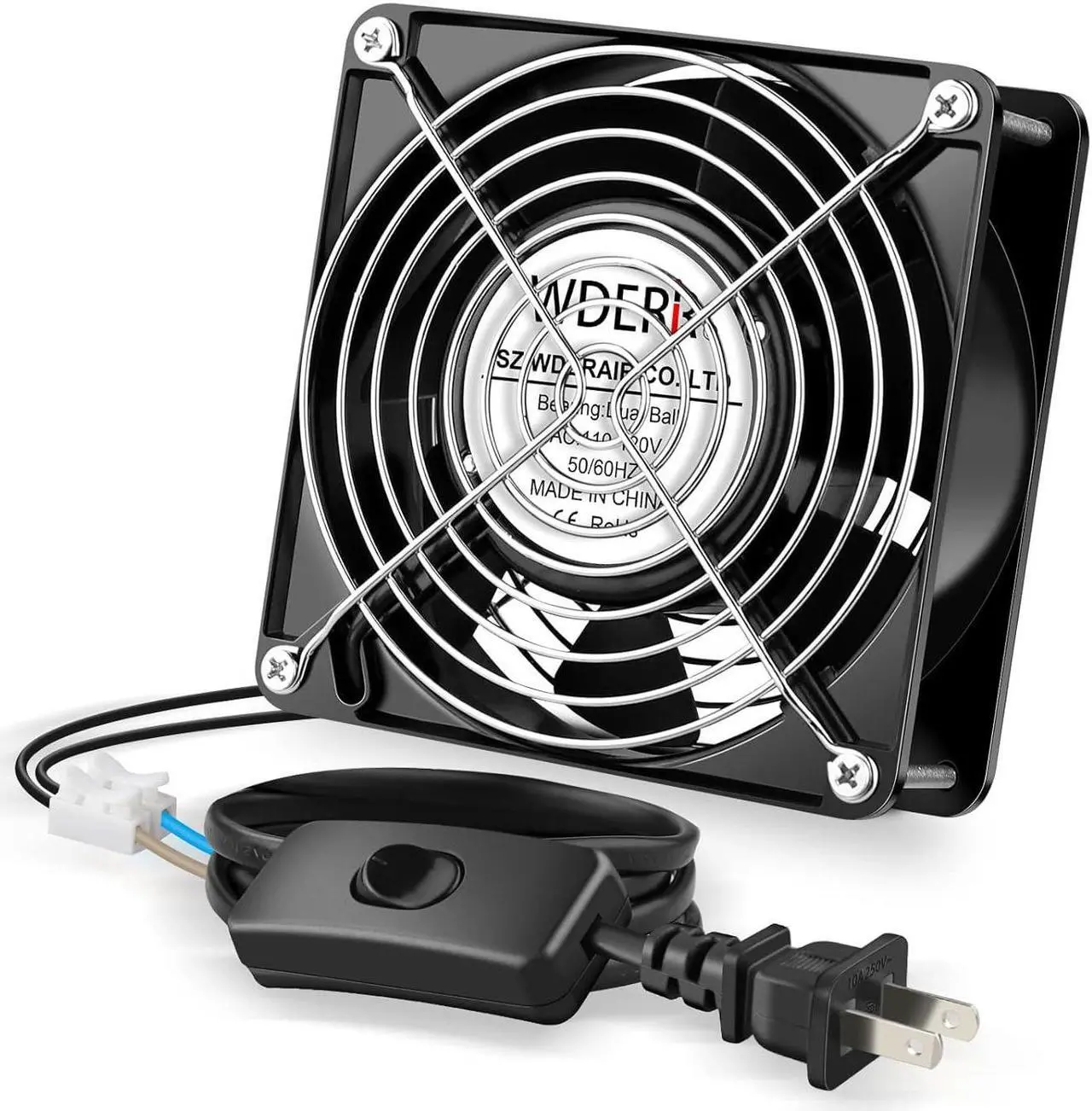 Main image of AC Axial 110V 120V 120mm x 38mm Dual Ball Big Airflow Fan for DIY Ventilation Exhaust, Chicken Coop, Kitchen, Window Exhaust, Greenhouse, Small Box Cooling