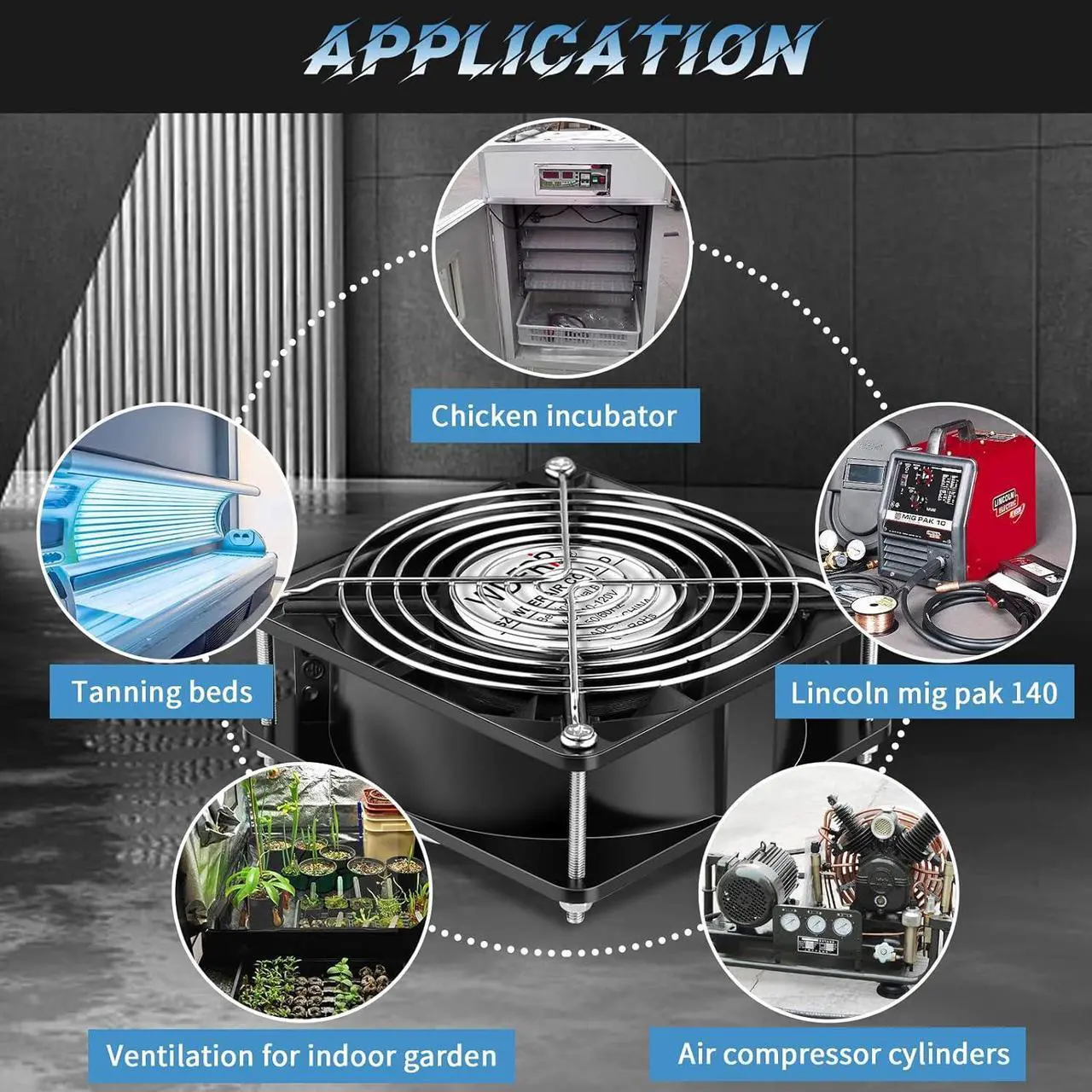 Alt view image 3 of 7 - AC Axial 110V 120V 120mm x 38mm Dual Ball Big Airflow Fan for DIY Ventilation Exhaust, Chicken Coop, Kitchen, Window Exhaust, Greenhouse, Small Box Cooling