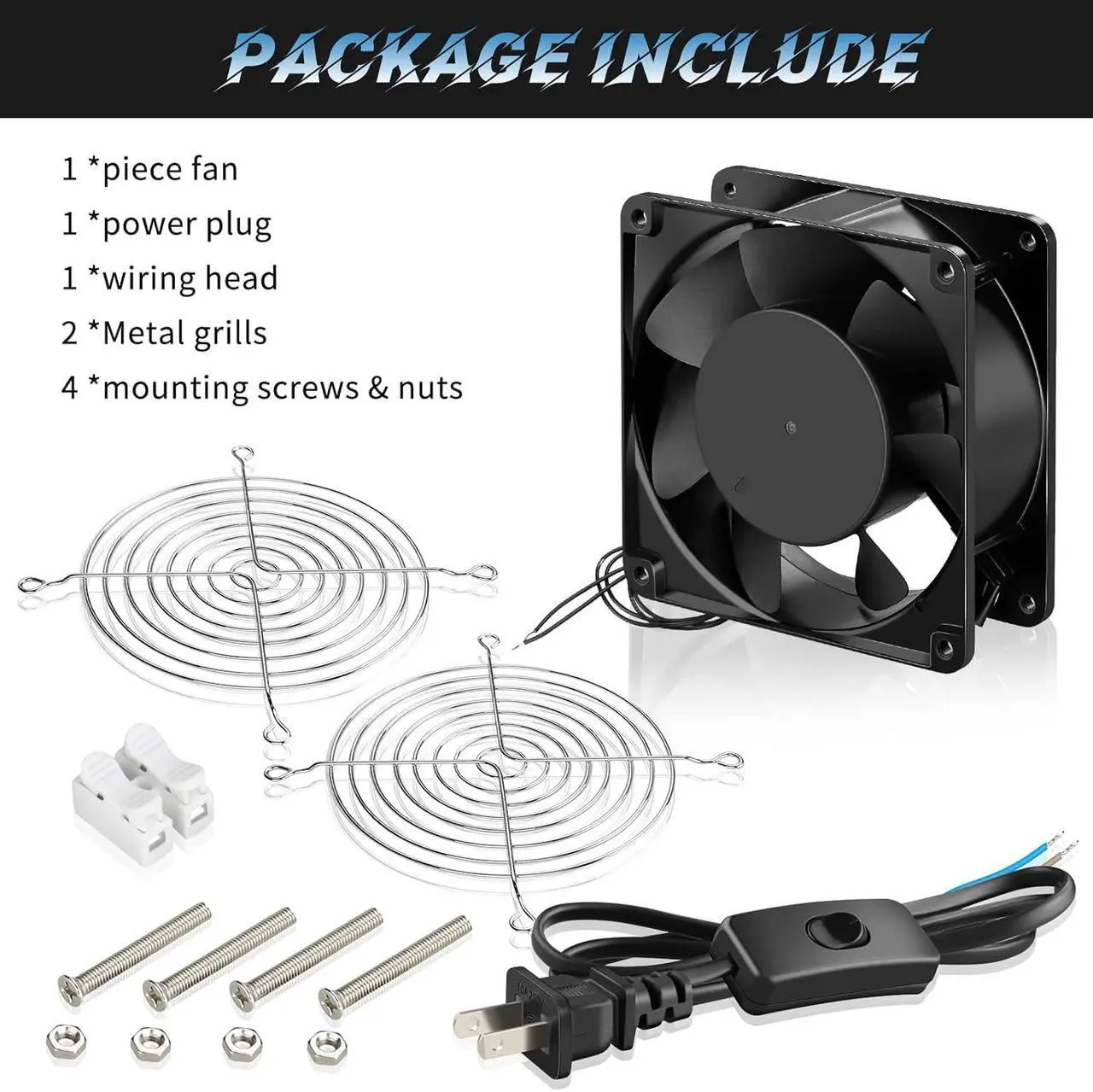 Alt view image 7 of 7 - AC Axial 110V 120V 120mm x 38mm Dual Ball Big Airflow Fan for DIY Ventilation Exhaust, Chicken Coop, Kitchen, Window Exhaust, Greenhouse, Small Box Cooling