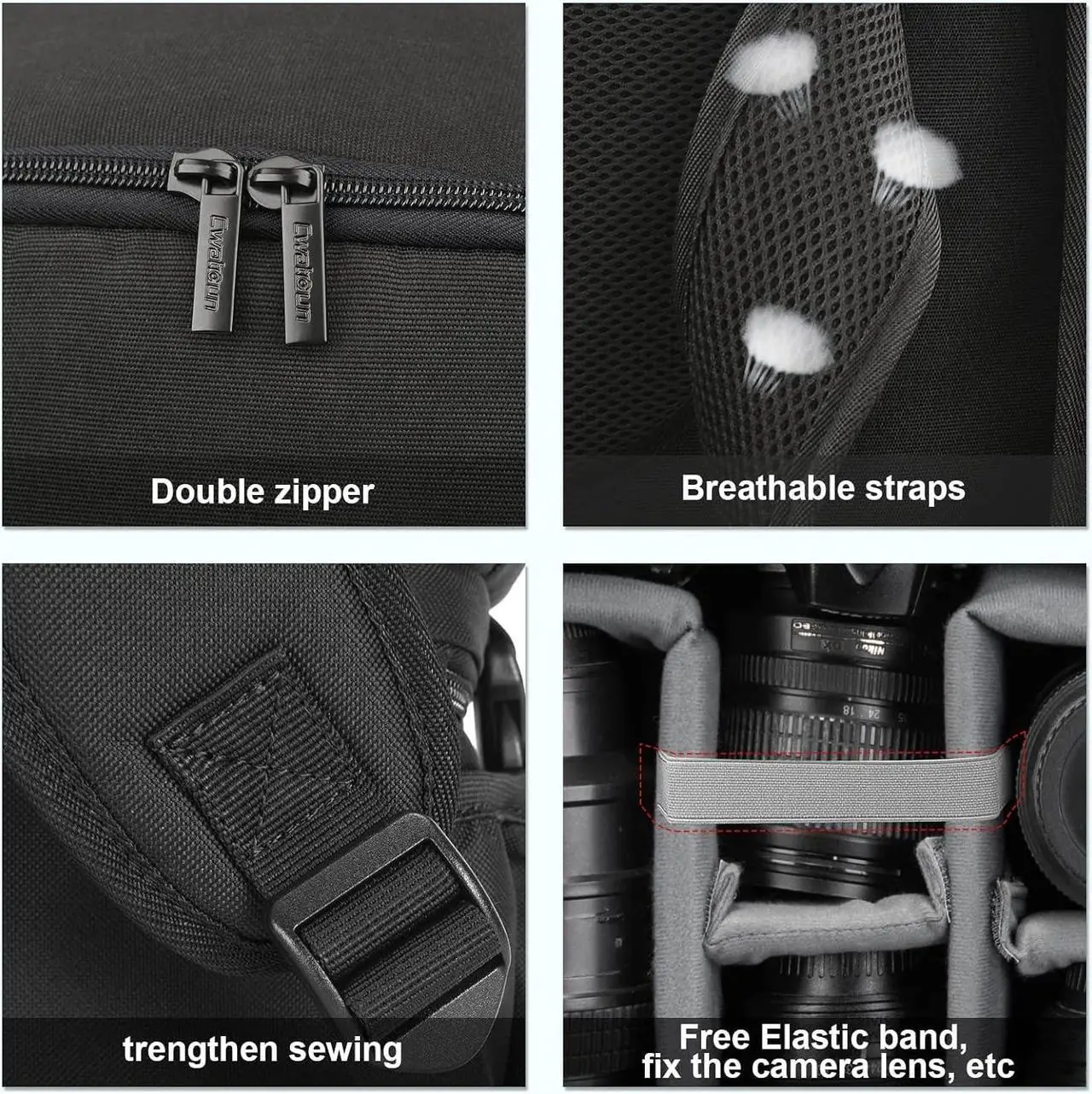 Alt view image 6 of 7 - Cwatcun Waterproof Camera Backpack for DSLR, Mirrorless - Compatible with Sony, Canon, Nikon Camera and Lens Accessories