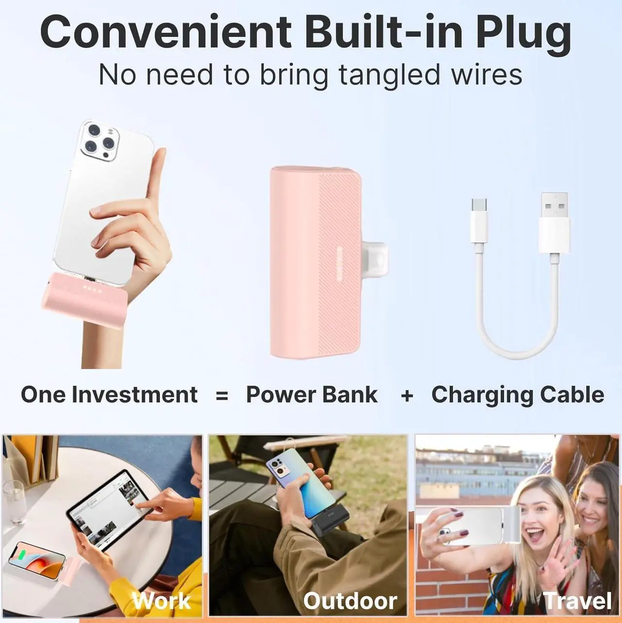 Alt view image 2 of 7 - Portable Charger USB C, Mini 5000mAh 15W Fast Charging USB C Power Bank, Battery Pack Phone Charger for iPhone 15/15 Plus/15 Pro/15 Pro Max Samsung S23/S22,Pixel,Moto,Android Type C Phones