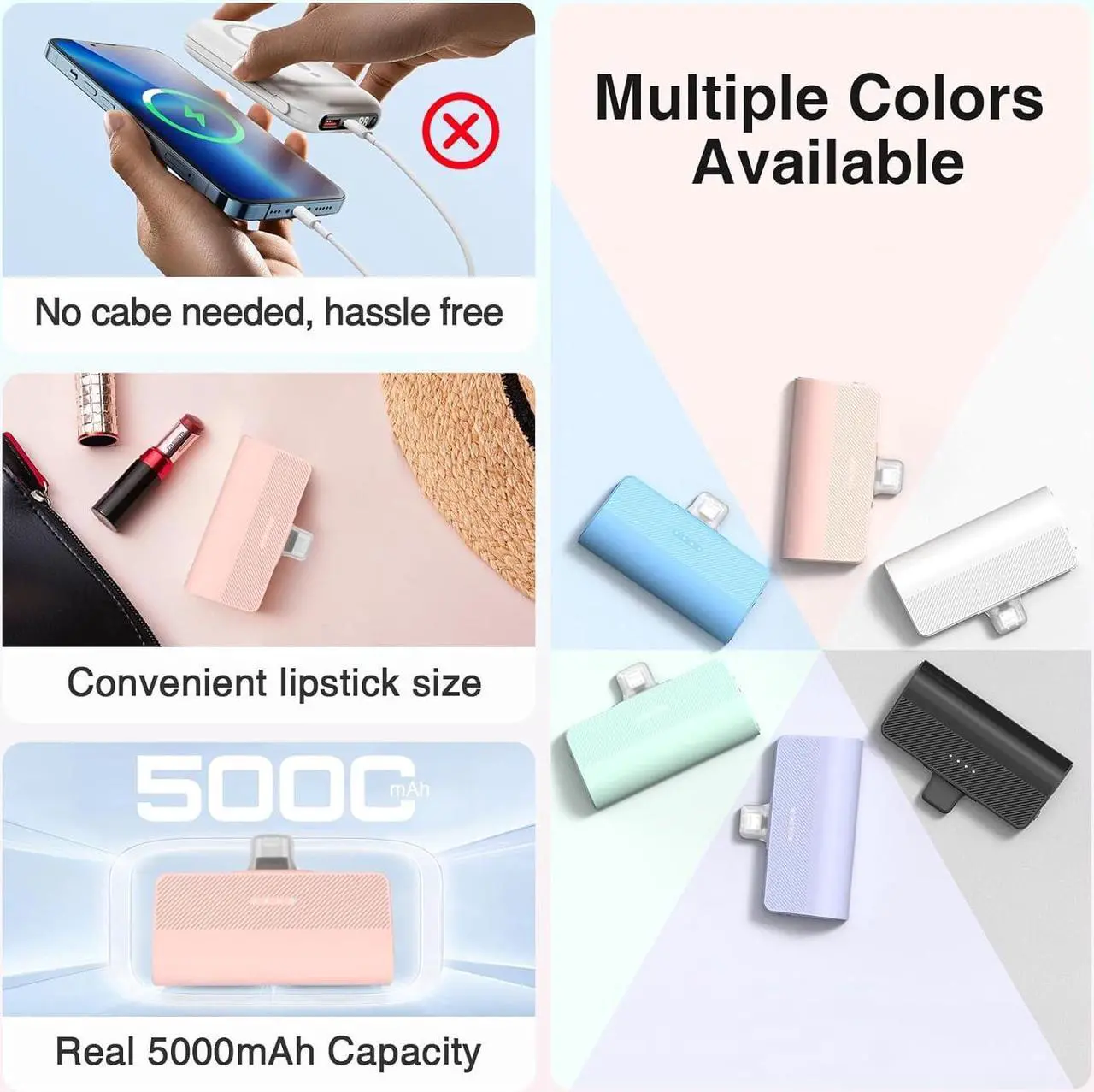 Alt view image 7 of 7 - Portable Charger USB C, Mini 5000mAh 15W Fast Charging USB C Power Bank, Battery Pack Phone Charger for iPhone 15/15 Plus/15 Pro/15 Pro Max Samsung S23/S22,Pixel,Moto,Android Type C Phones