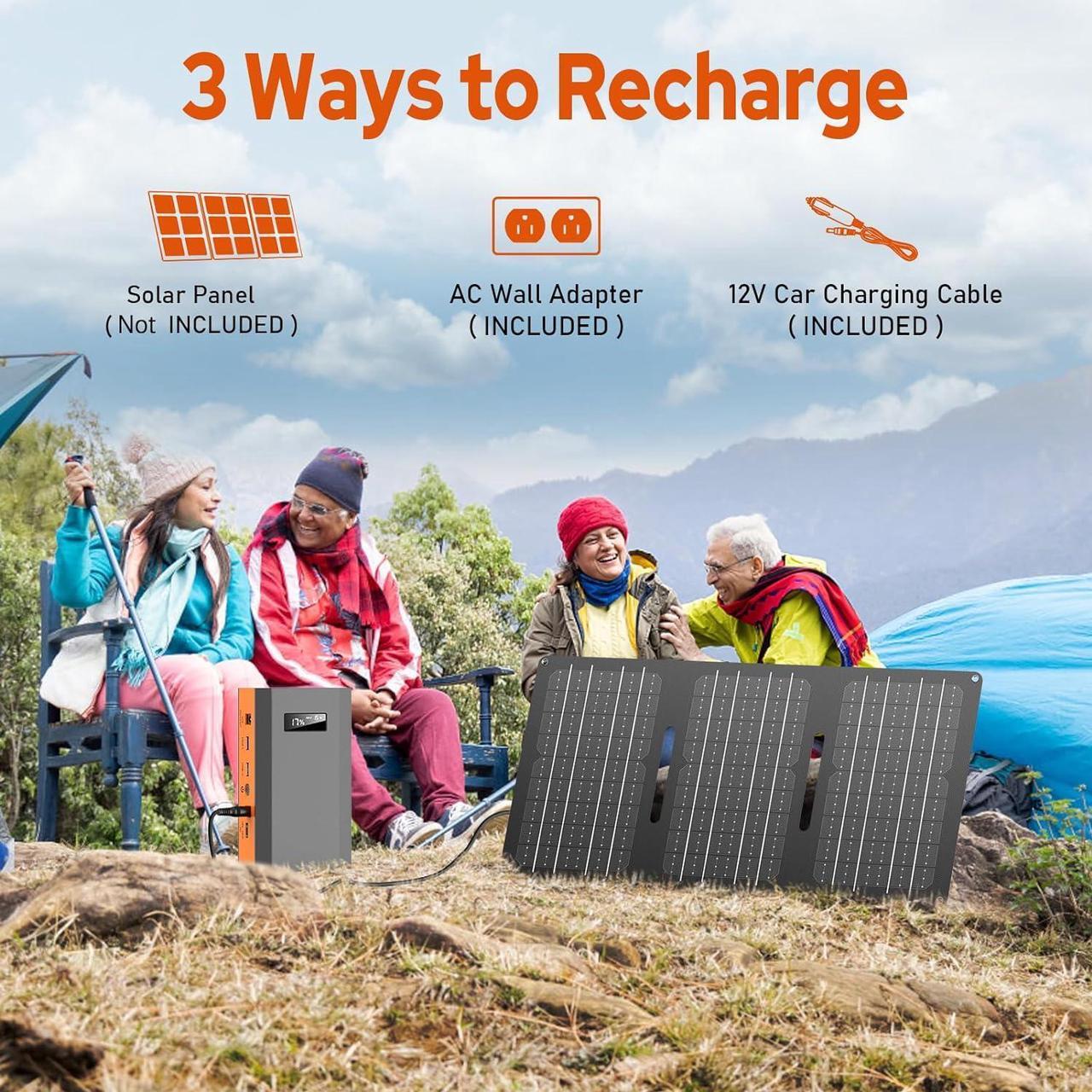 Alt view image 3 of 7 - ZeroKor Portable Power Bank with AC Outlet, 65W/110V Portable Laptop Charger Battery Bank, 24000mAh External Battery Pack 88.8Wh, Backup Power Source for Outdoor Tent Camping RV Home Office Emergency