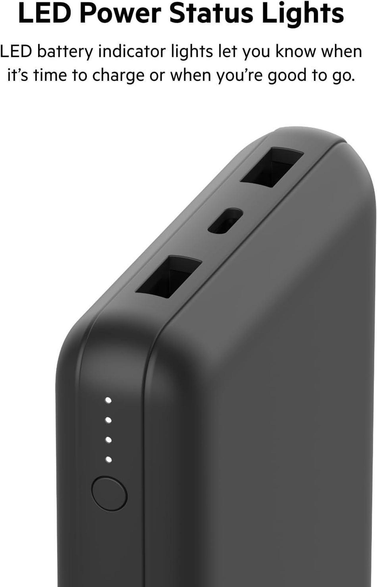 Alt view image 5 of 7 - BoostCharge USB-C Portable Charger 20k Power Bank w/ 1 USB-C Port and 2 USB-A Ports with USB-C to USB-A Cable for iPhone 15 15 Plus 15 Pro 15 Pro Max  Galaxy S24 & More - Black