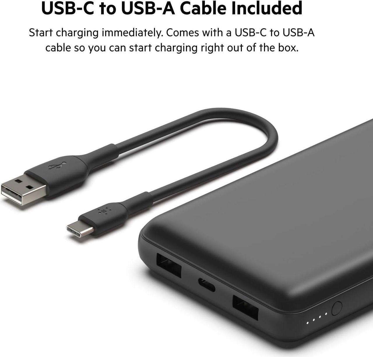 Alt view image 6 of 7 - BoostCharge USB-C Portable Charger 20k Power Bank w/ 1 USB-C Port and 2 USB-A Ports with USB-C to USB-A Cable for iPhone 15 15 Plus 15 Pro 15 Pro Max  Galaxy S24 & More - Black