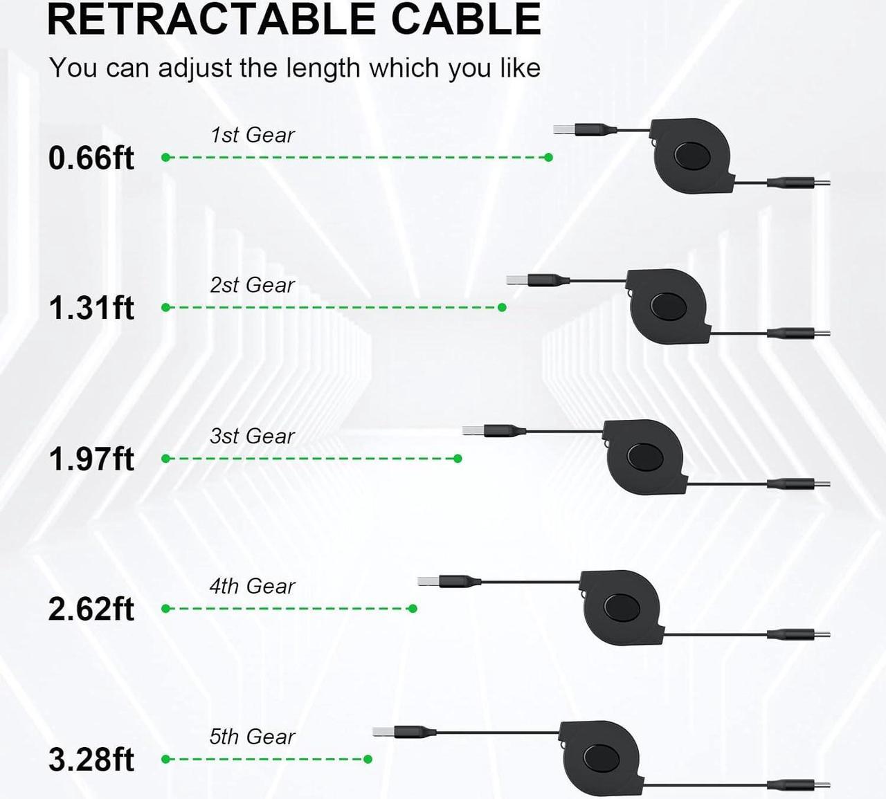 Alt view image 6 of 7 - COOYA Retractable USB Type C Cable for Samsung S24 Ultra S23 S22 Note 9 8, 2Pack Fast Charging Type C Portable Charger Cable USB-C Cord for Galaxy A15 A14 A54 A25 A51 A71 S9+, LG Stylo 6 K51 V60 ThinQ