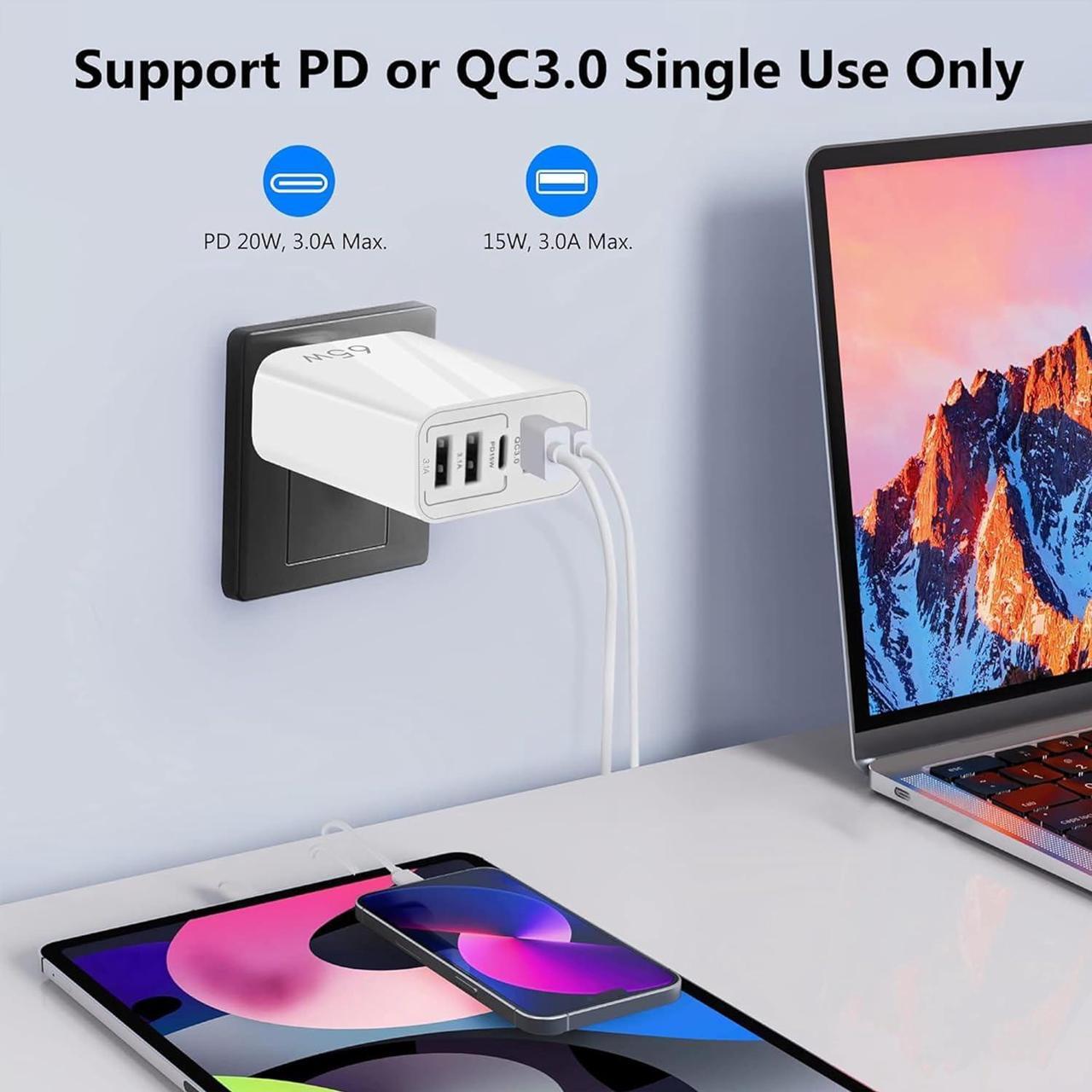 Alt view image 3 of 7 - European USB C Charger Block, PD20W QC3.0 Fast Charging Multi Ports, 2 USB C 3 USB A Europe Plug Compatible for iPhone 15 14 13 12 11 Pro Max XS XR X SE Plus, Samsung S22 S21 A13, Phones