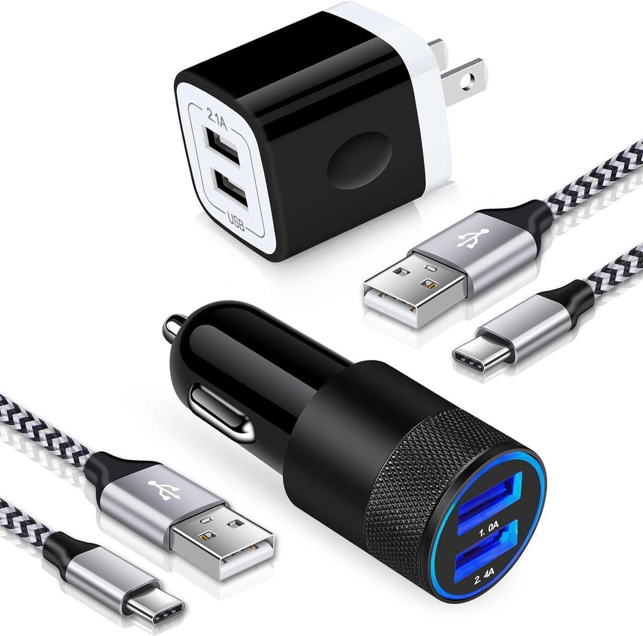 Main image of USB C Fast Car Charger for Samsung Galaxy S24 S23 S22 Ultra S22 S21 FE Z Flip5 Flip 4 Fold 5 4 A55 A35 A15 A54 A53 A14 A13 5G S20 A73 A72 A52, Rapid Wall Charger+Car Charger Adapter+2 Type C Cable 3ft