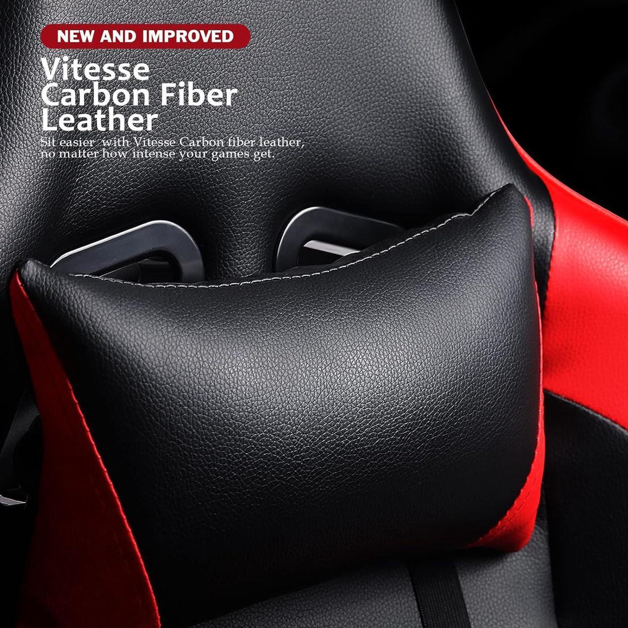 Alt view image 4 of 7 - VITESSE Ergonomic Red Gaming Chair for Adults, 330 lbs PC Computer Chair, Racing Office Chair, Silla Gamer Height Adjustable Swivel Chair with Lumbar Support and Headrest