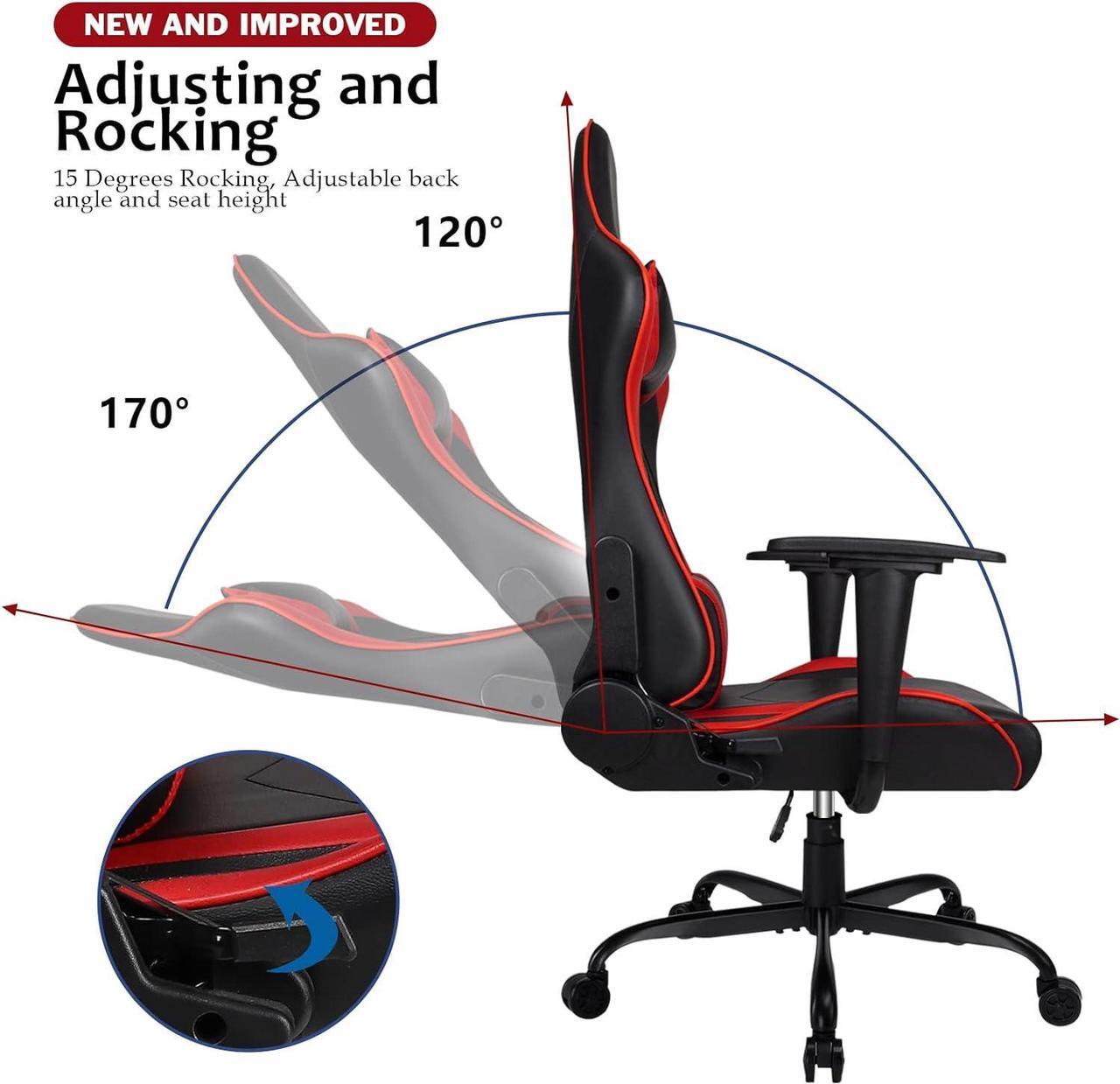 Alt view image 7 of 7 - VITESSE Ergonomic Red Gaming Chair for Adults, 330 lbs PC Computer Chair, Racing Office Chair, Silla Gamer Height Adjustable Swivel Chair with Lumbar Support and Headrest