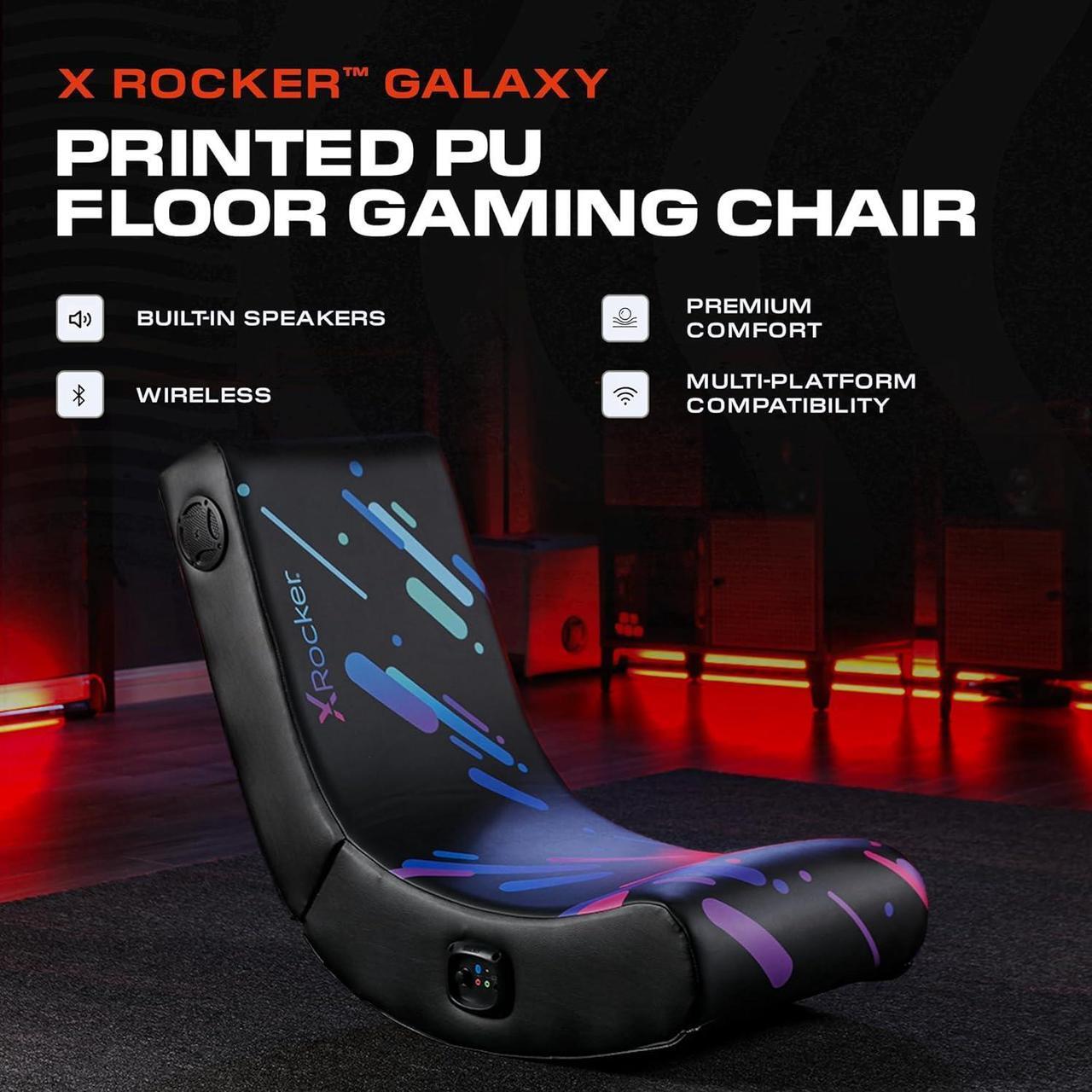 Alt view image 3 of 7 - X Rocker Gaming Chair Galaxy Floor Rocker 2.0 BT Printed PU, 33.46" x 16.14" x 25.59", Black