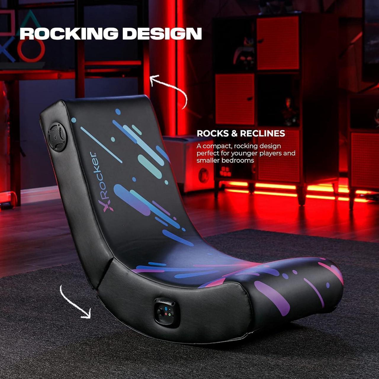 Alt view image 4 of 7 - X Rocker Gaming Chair Galaxy Floor Rocker 2.0 BT Printed PU, 33.46" x 16.14" x 25.59", Black