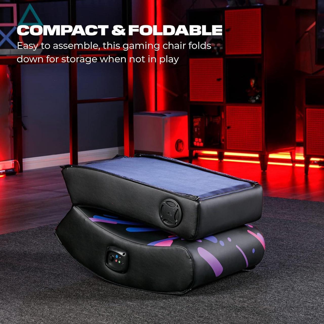 Alt view image 5 of 7 - X Rocker Gaming Chair Galaxy Floor Rocker 2.0 BT Printed PU, 33.46" x 16.14" x 25.59", Black