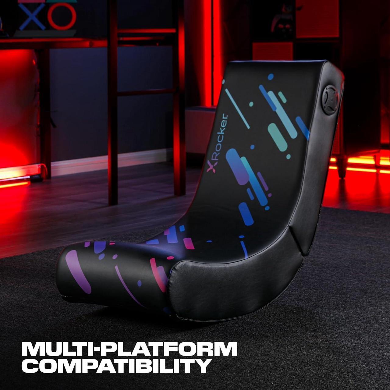 Alt view image 7 of 7 - X Rocker Gaming Chair Galaxy Floor Rocker 2.0 BT Printed PU, 33.46" x 16.14" x 25.59", Black