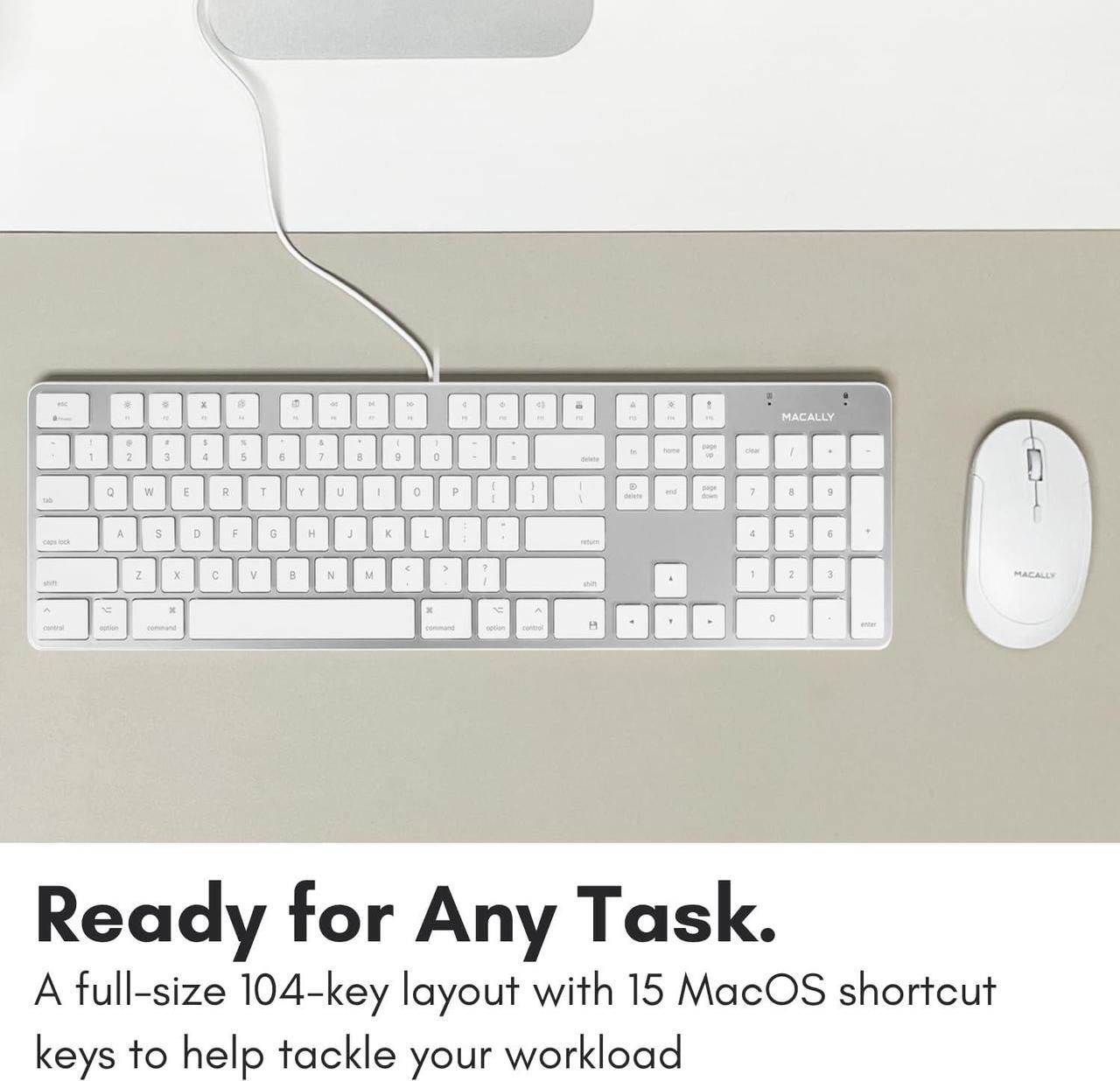 Alt view image 4 of 7 - Macally Ultra-Slim USB Wired Keyboard with Number Keypad for Apple Mac Pro, MacBook Pro/Air, iMac, Mac Mini, Laptop Computers, Windows Desktop PC Laptops, Silver (SLIMKEYPROA)