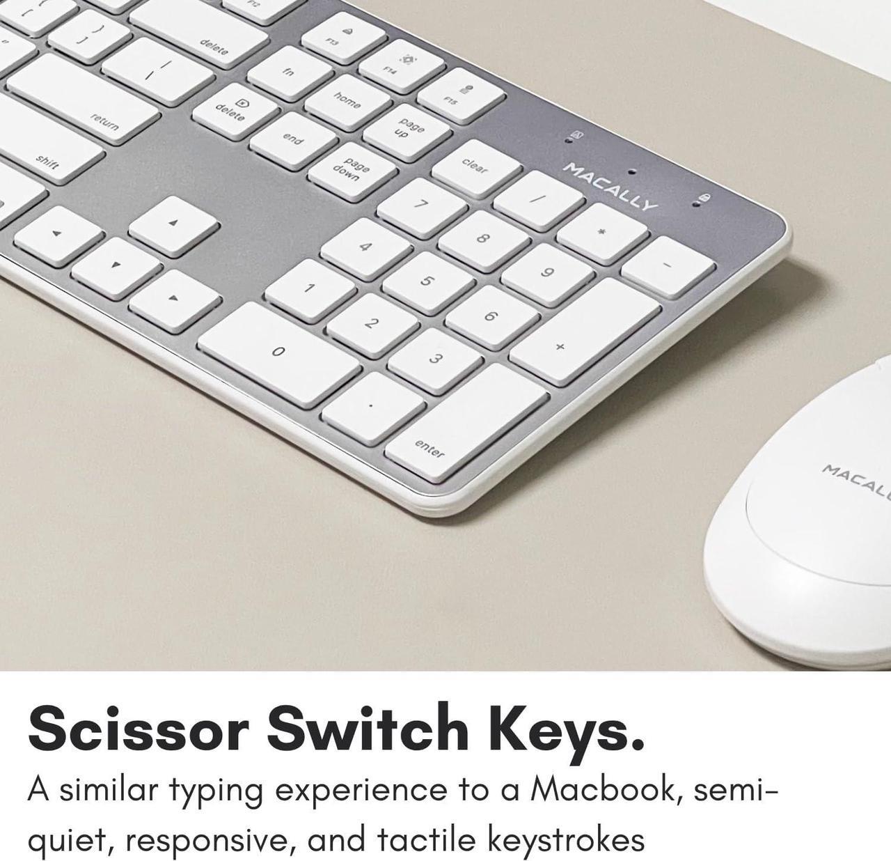 Alt view image 5 of 7 - Macally Ultra-Slim USB Wired Keyboard with Number Keypad for Apple Mac Pro, MacBook Pro/Air, iMac, Mac Mini, Laptop Computers, Windows Desktop PC Laptops, Silver (SLIMKEYPROA)