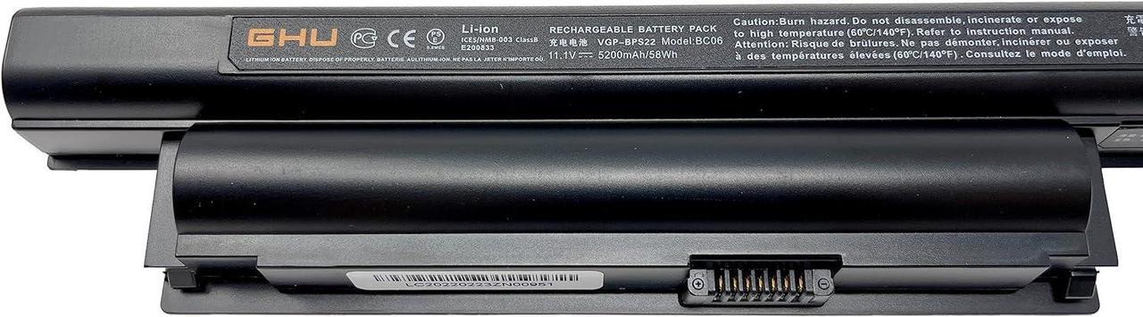 Alt view image 4 of 7 - GHU New Battery 58 WH Replacement for VGP-BPS22 BPS22 VGP-BPS22A VGP-BPL22 VGP-BPS22/A Compatible for Selected Sony VAIO Notebook Battery 6-Cell 5200mAh 58Wh