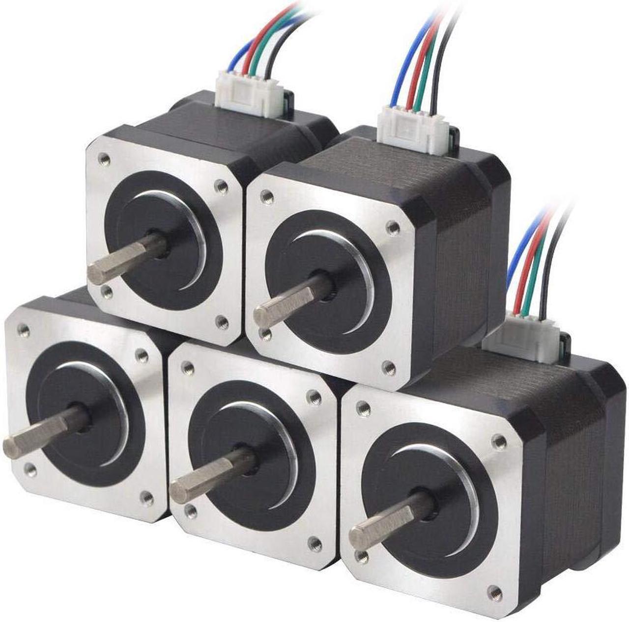 Main image of 5PCS Nema 17 Stepper Motor 1.5A 12V 45Ncm (63.74oz.in) 4-Lead 39mm Body W/ 1m Cable and Connector for DIY CNC/ 3D Printer/Extruder